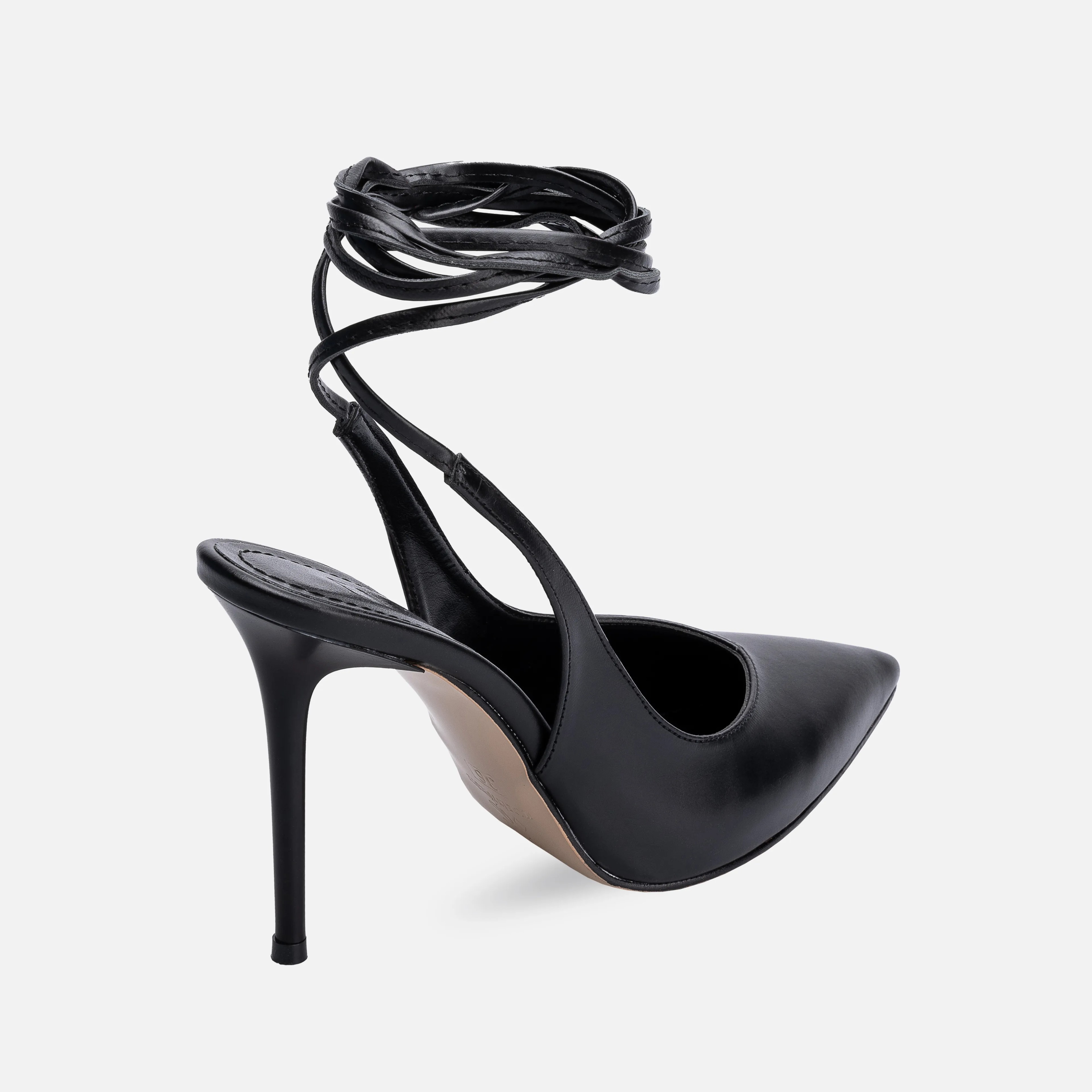 Lace-up Thin High-Heeled Pumps - Black