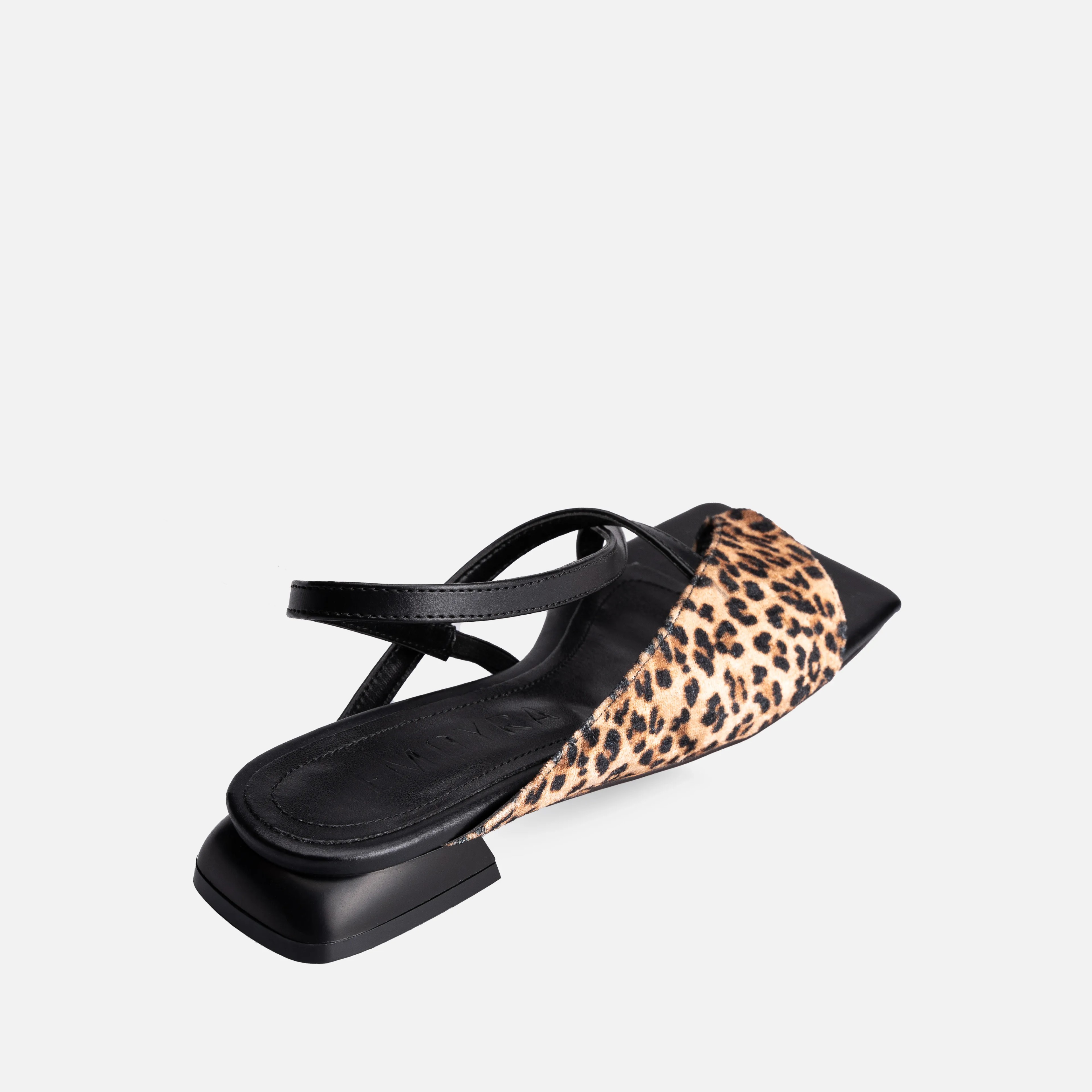 Thick Short Heel Sandals - Leopard