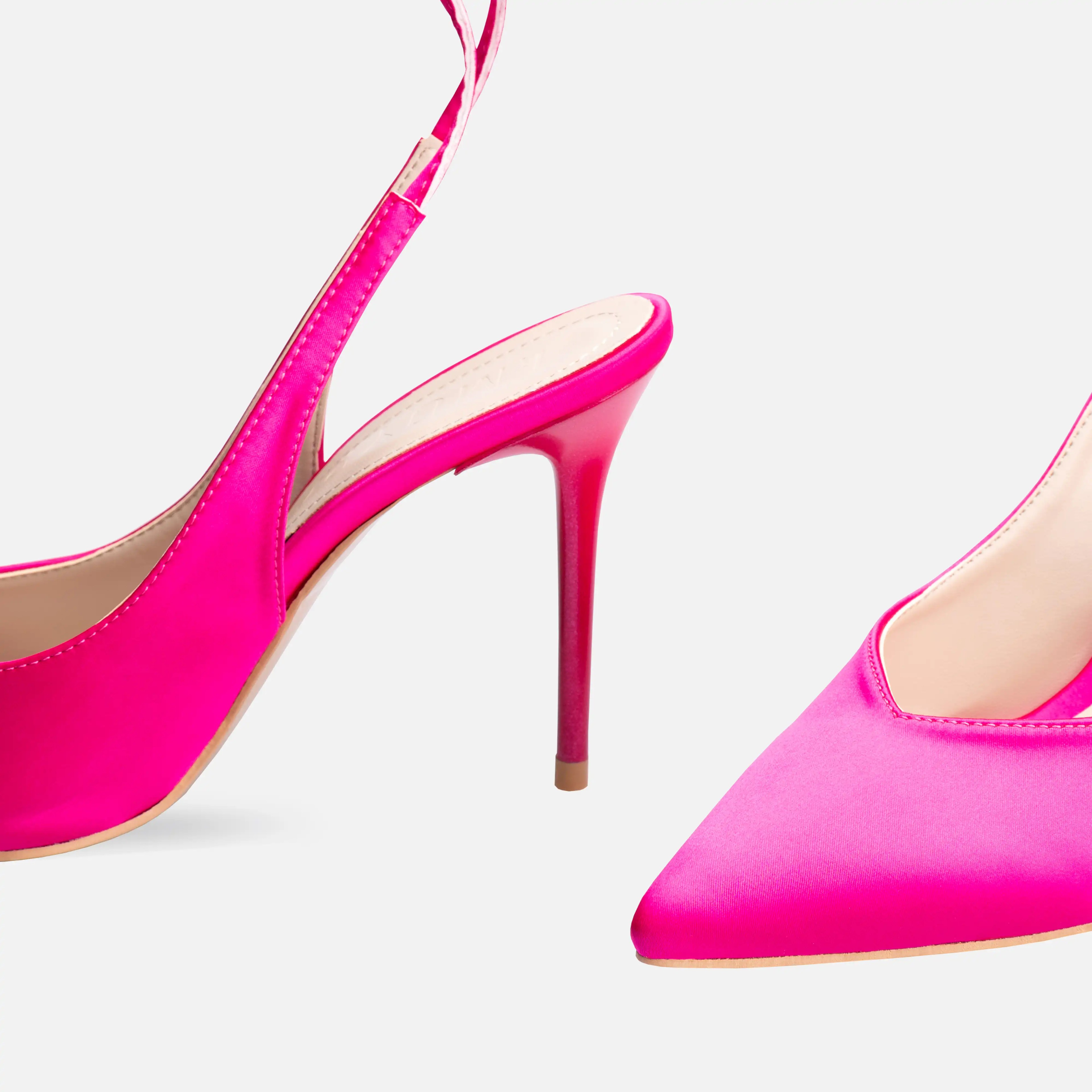 Satin Lace-up Thin High-Heeled Pumps - Fuchsia Color