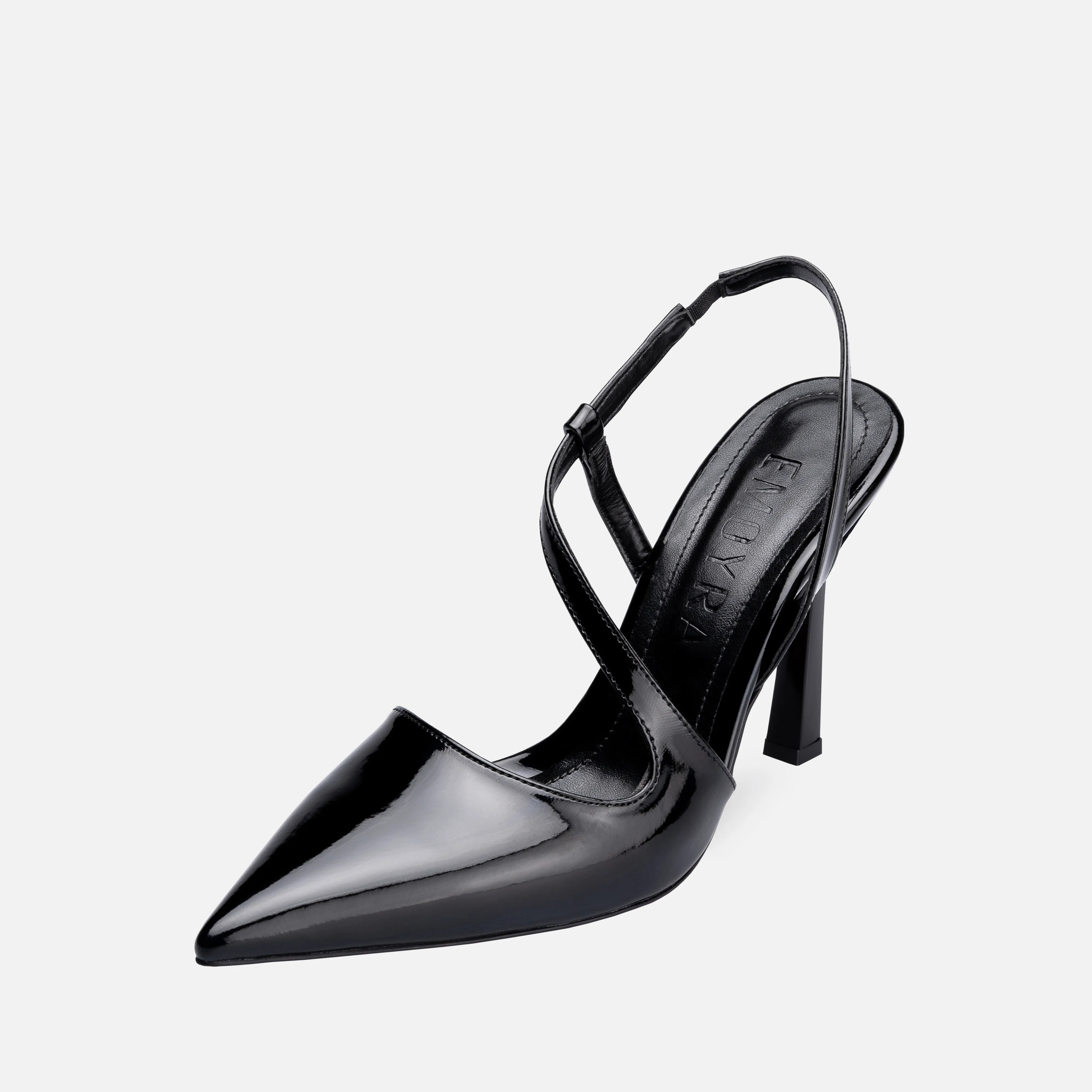 Patent Leather Thin High Heeled Pumps - Black