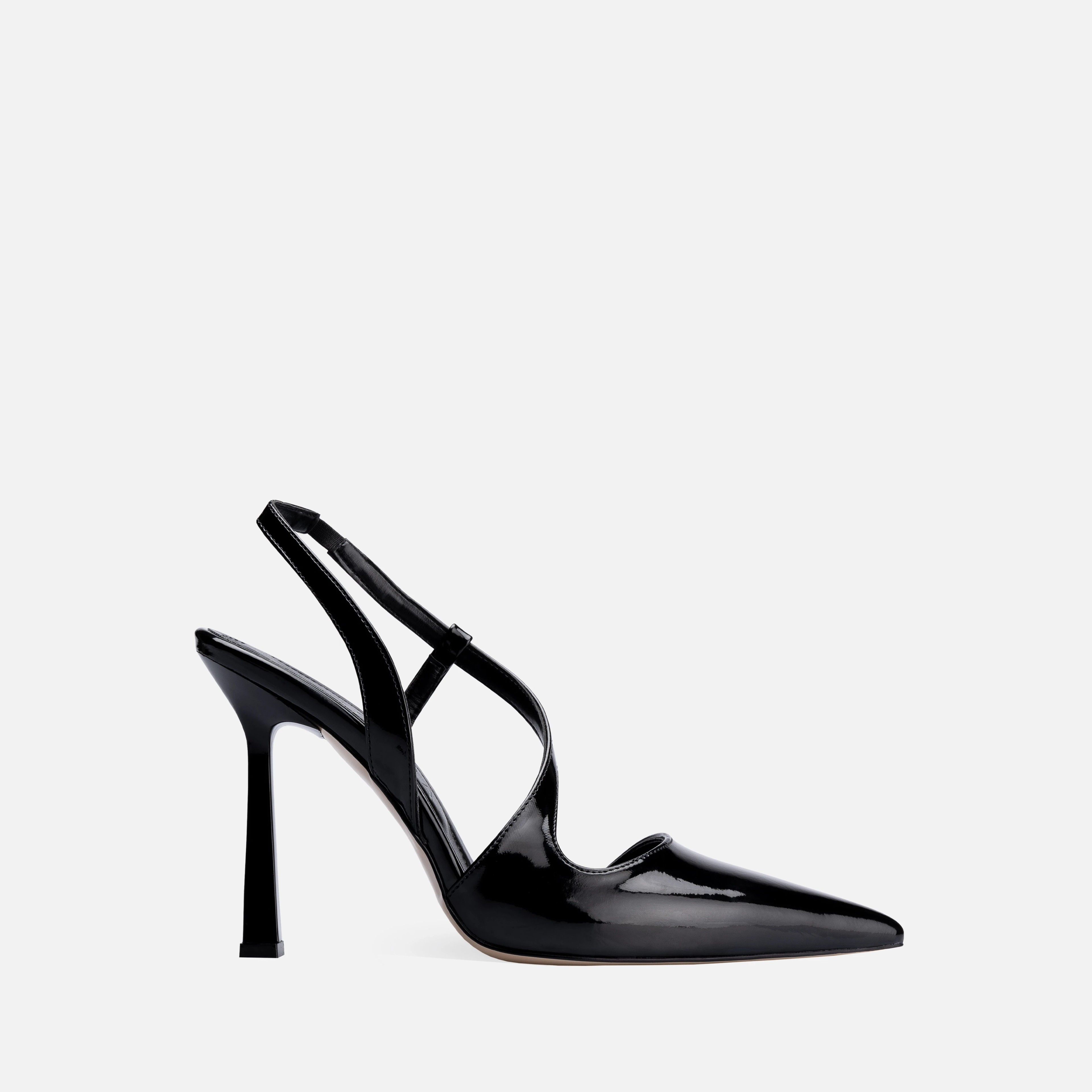 Patent Leather Thin High Heeled Pumps - Black