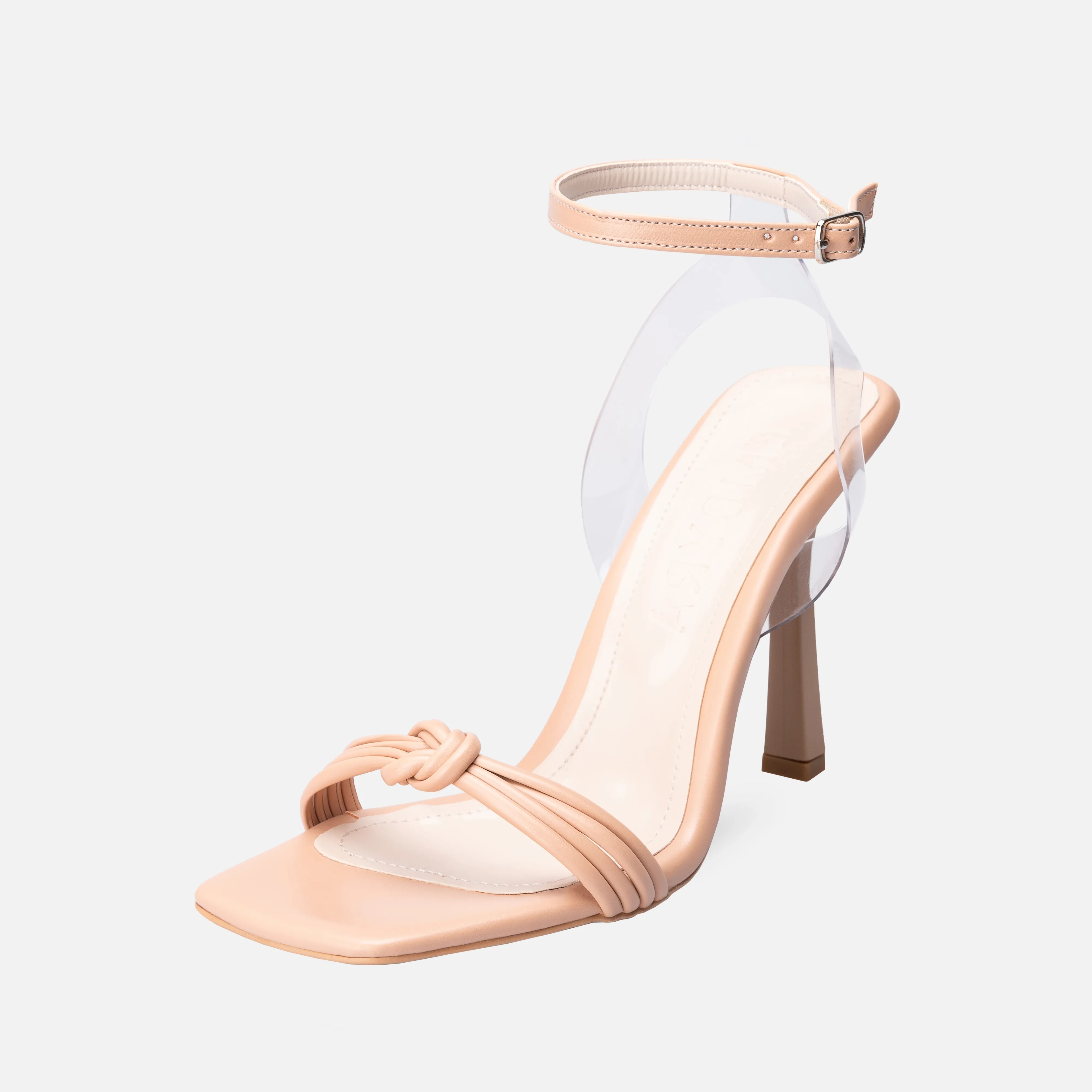 PVC and Faux Leather Thin High-Heeled Shoes - Neutral