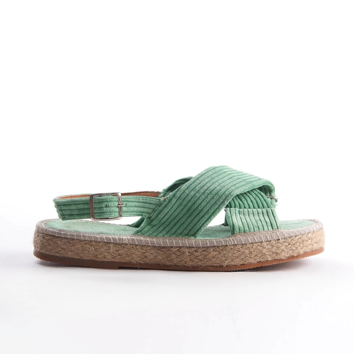 Kadife Espadril Günlük Sandalet - Su Yeşili