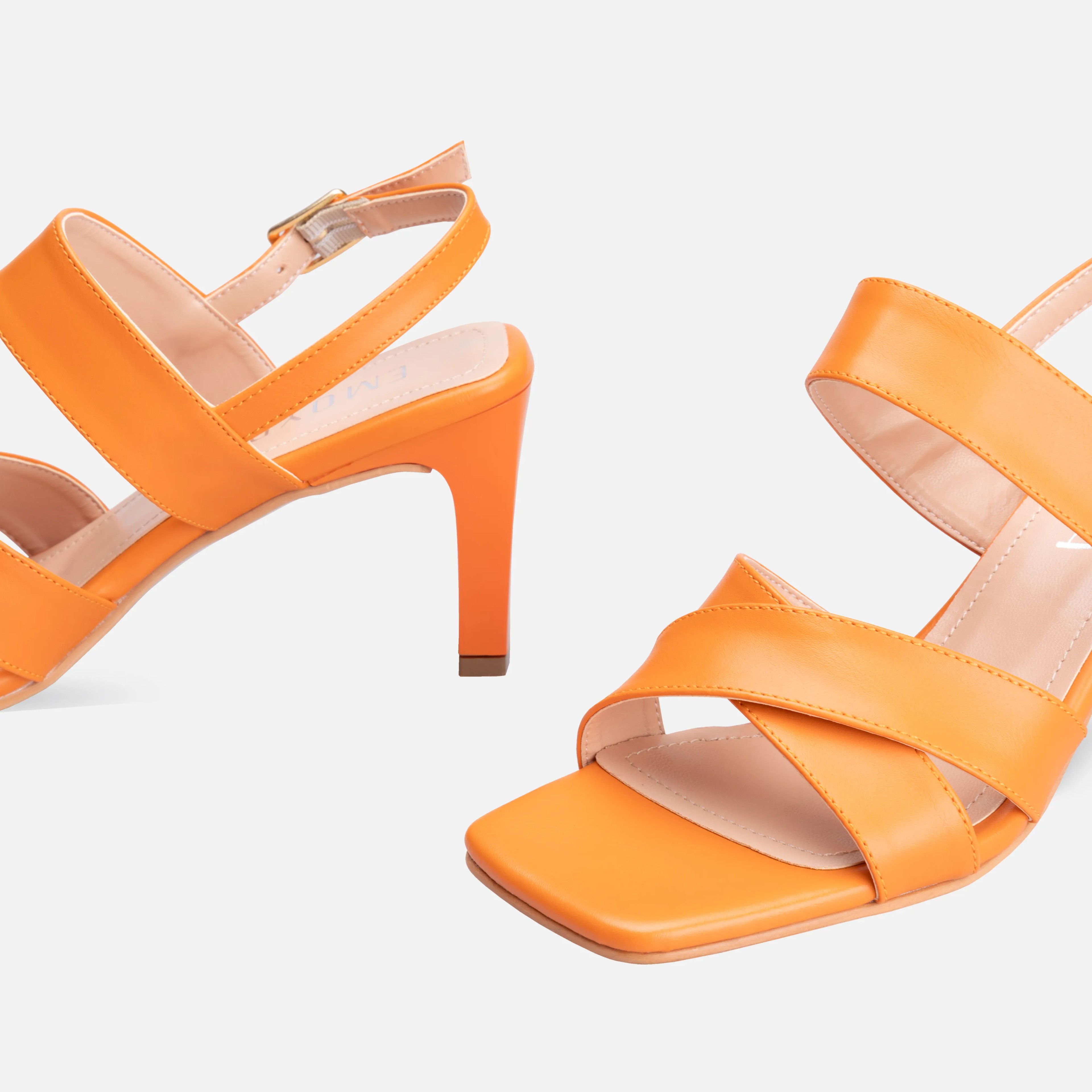 Thick High-Heeled Shoes - Orange