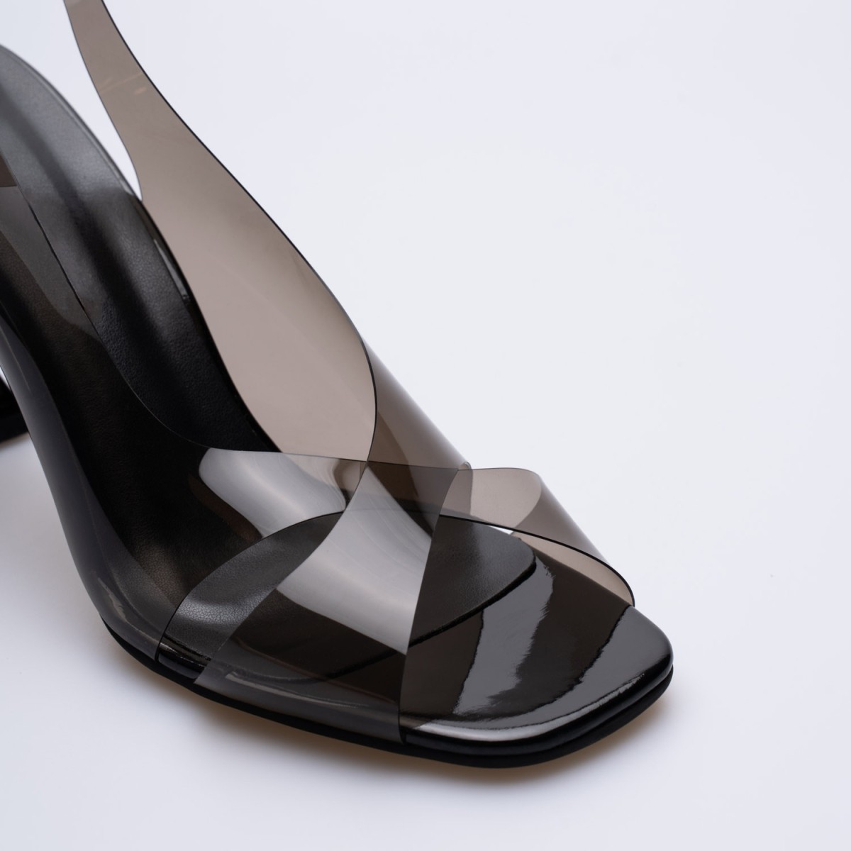 Anemon Rugan Şeffaf İnce Yüksek Topuklu Ayakkabı Siyah