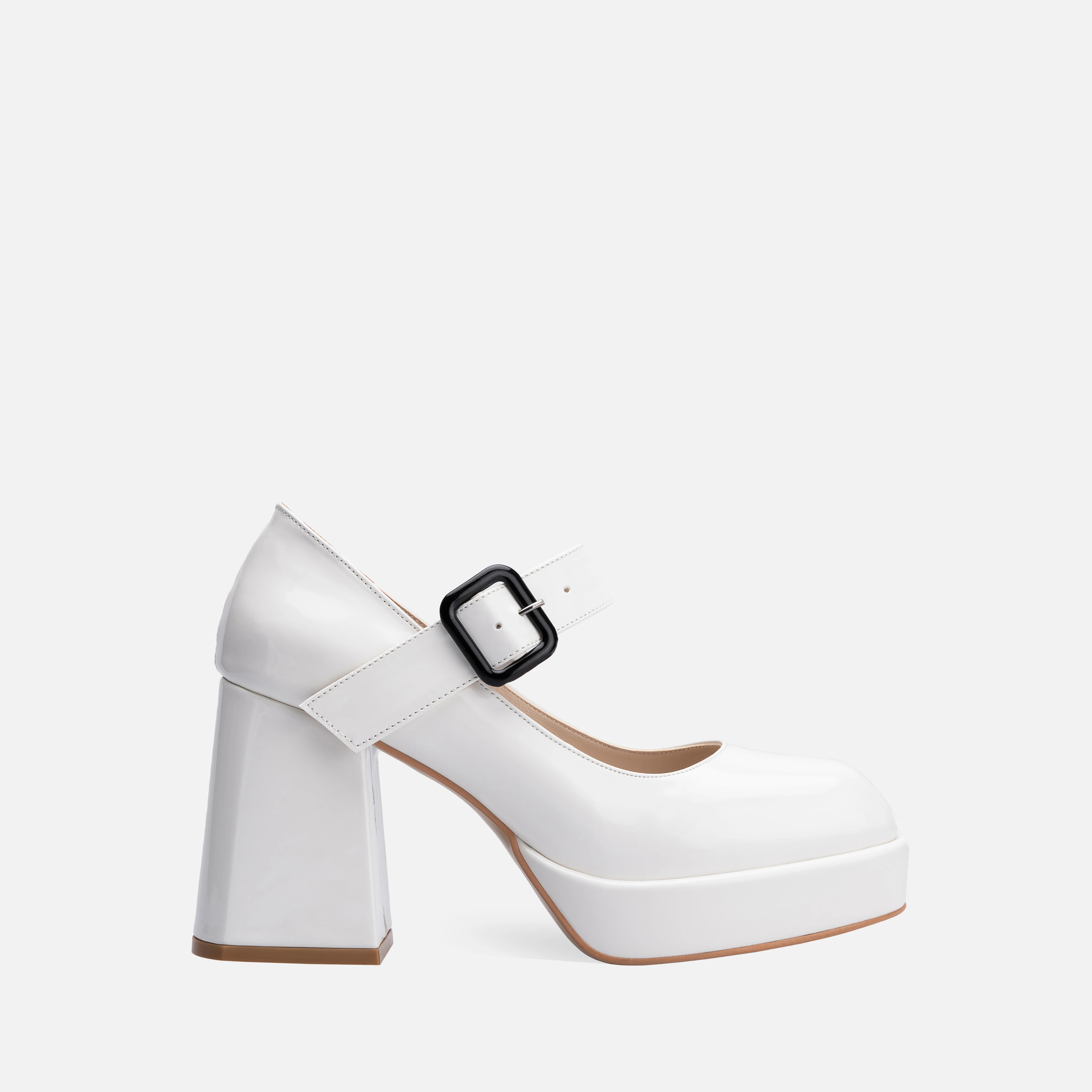 Scarlett Patent Leather Platform Heeled Shoes White