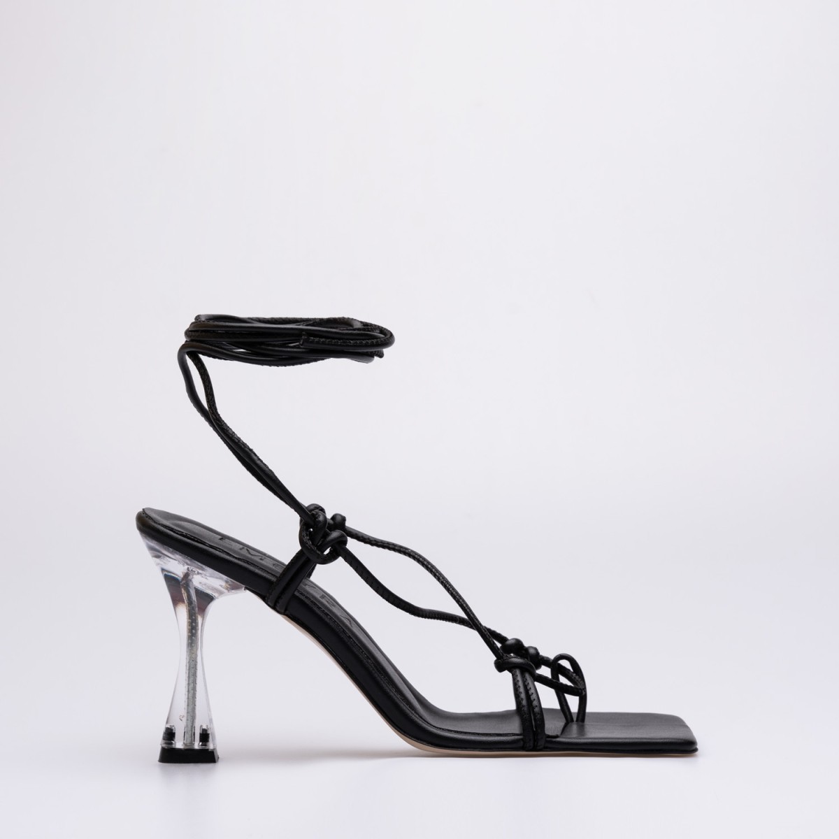 Marilyn İnce Yüksek Şeffaf Topuklu Ayakkabı Siyah
