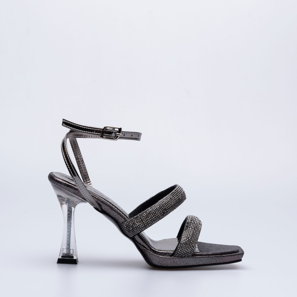 Afra Tekstil Taşlı Platform Topuklu Ayakkabı Platin