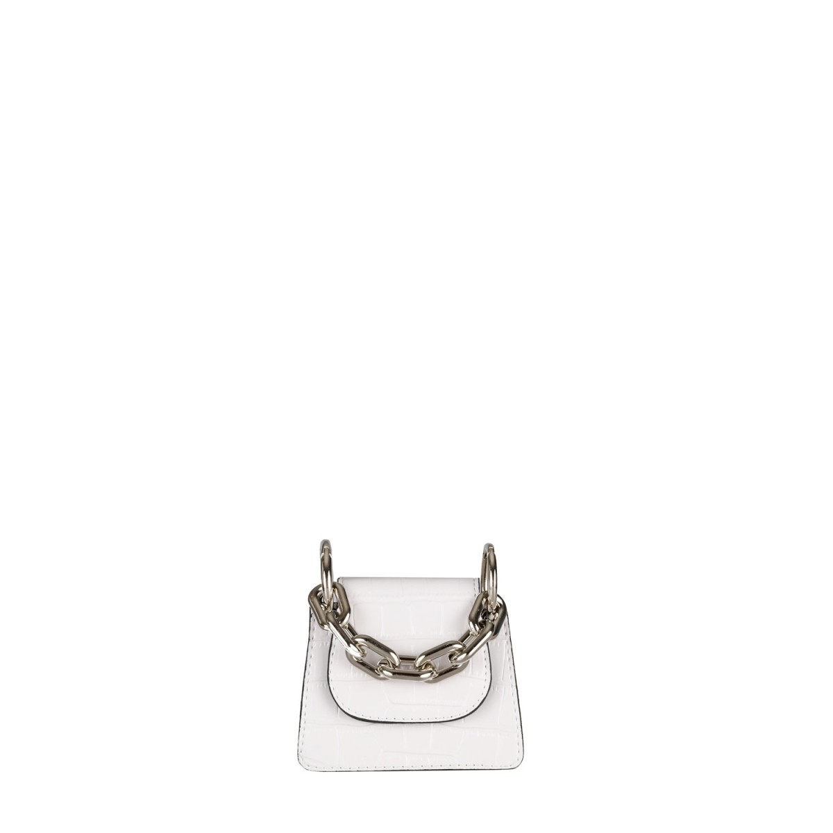 Valerie Baskı Desenli Gümüş Zincir Detaylı Mini Cüzdan Çanta Beyaz