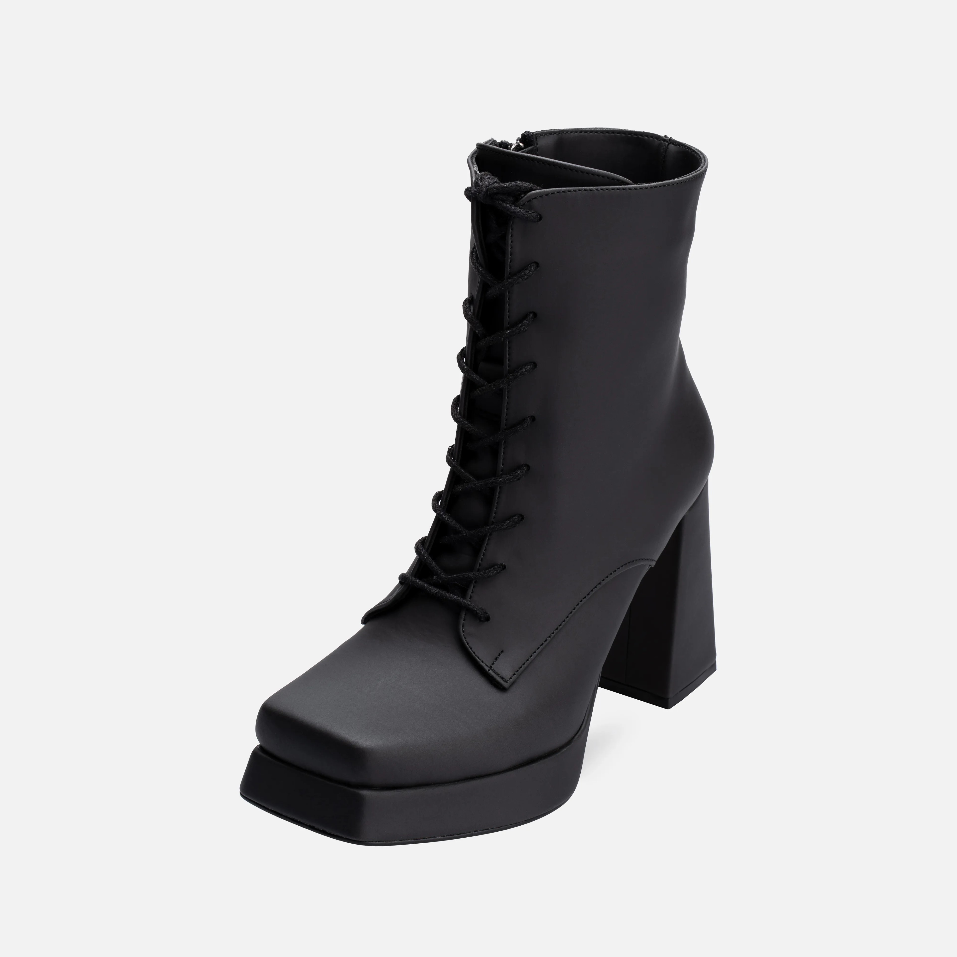 Becky Nubuck Platform Heeled Boots Black