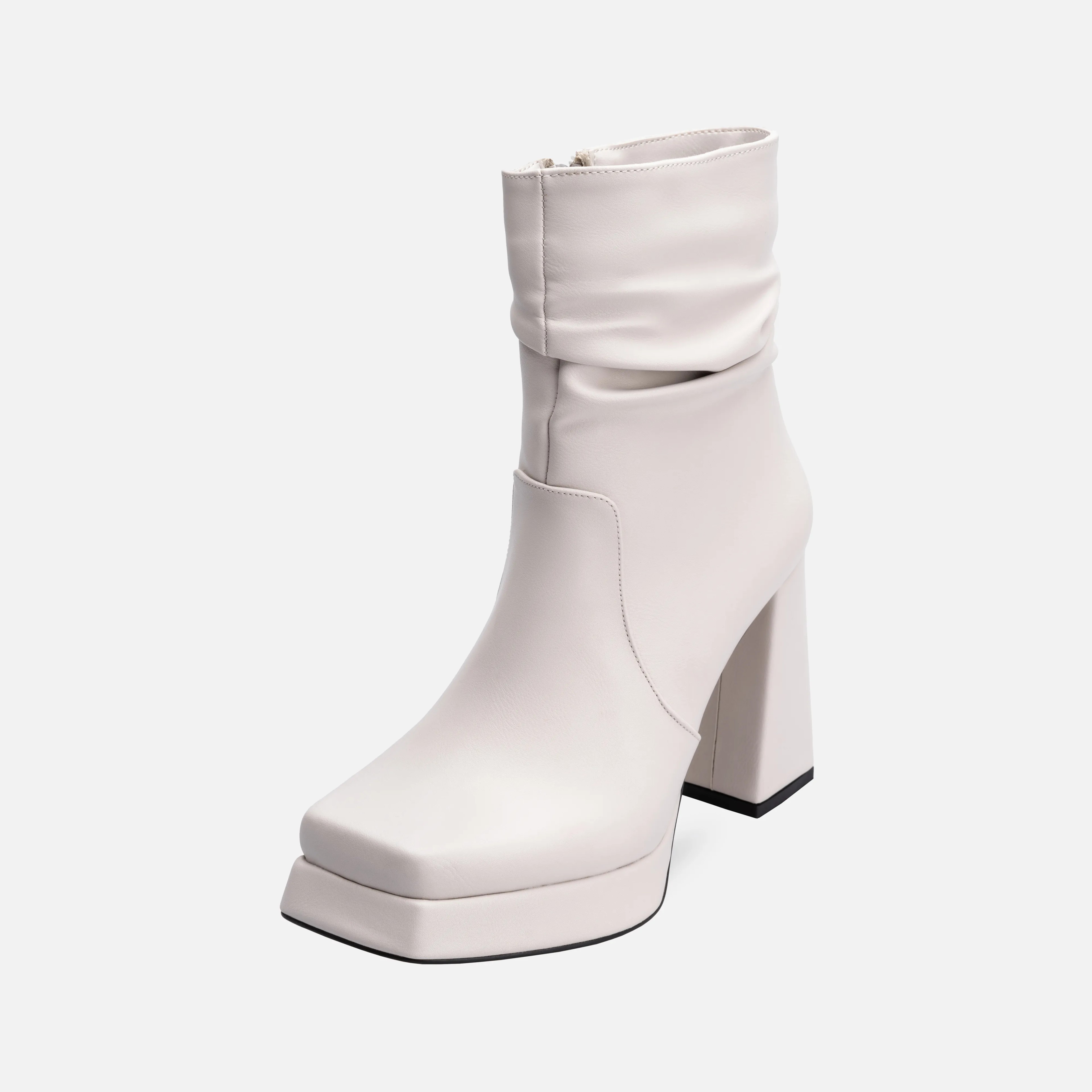 Karen Platform Topuklu Bot Kırık Beyaz