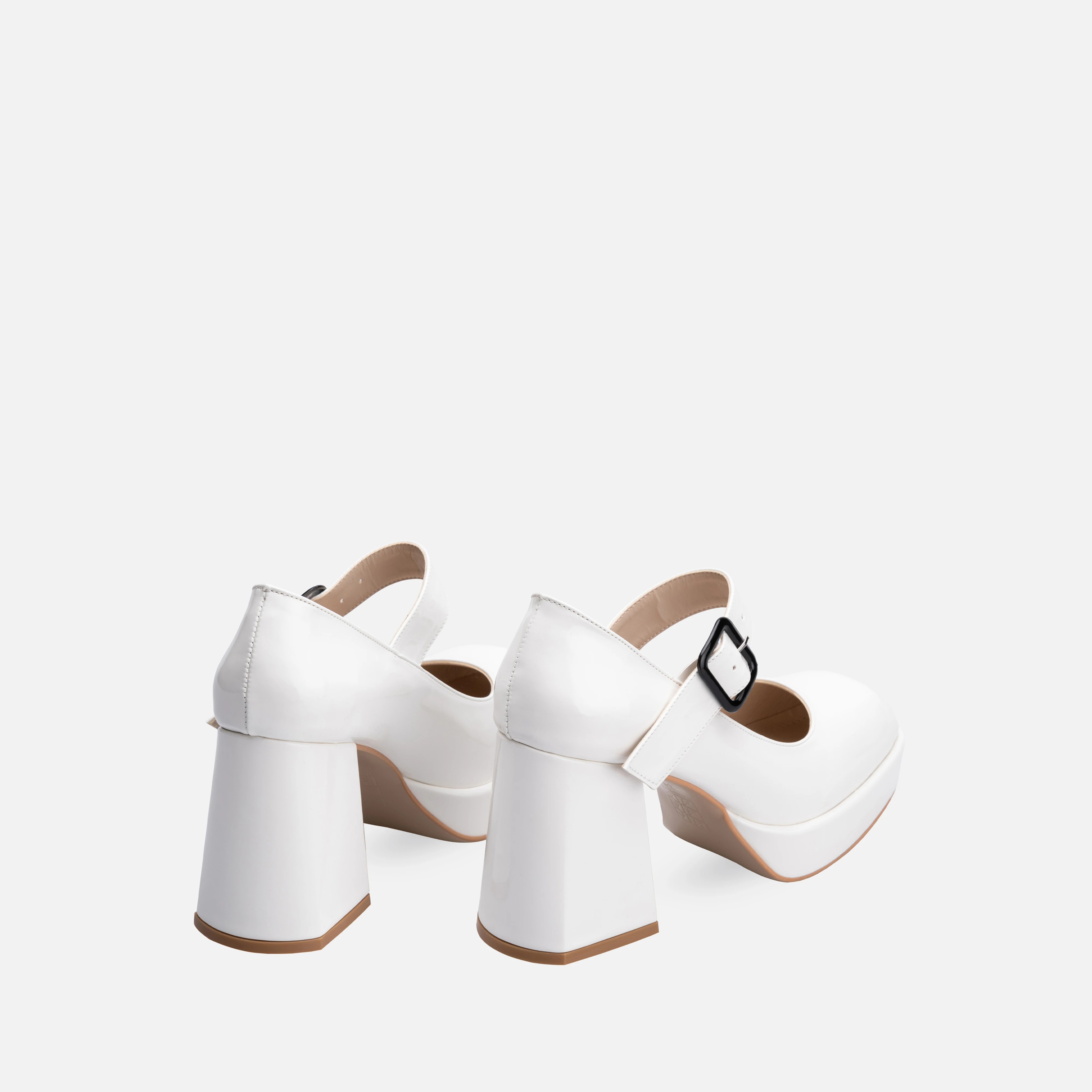 Scarlett Rugan Platform Topuklu Ayakkabı Beyaz
