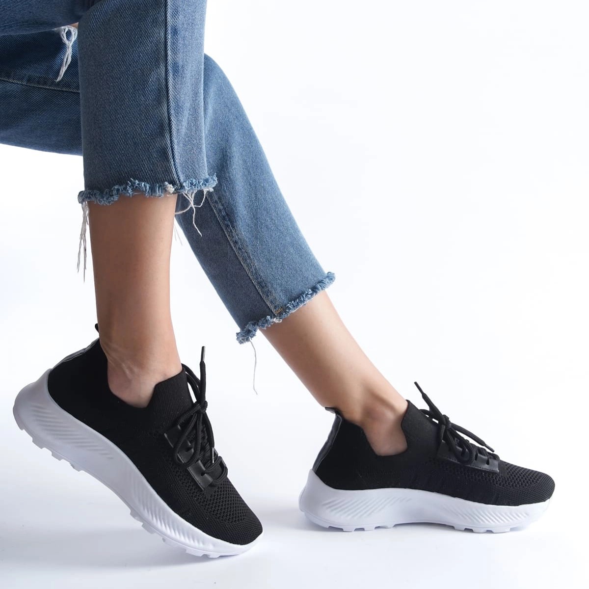 Tekstil Sneaker Spor Ayakkabı - Siyah