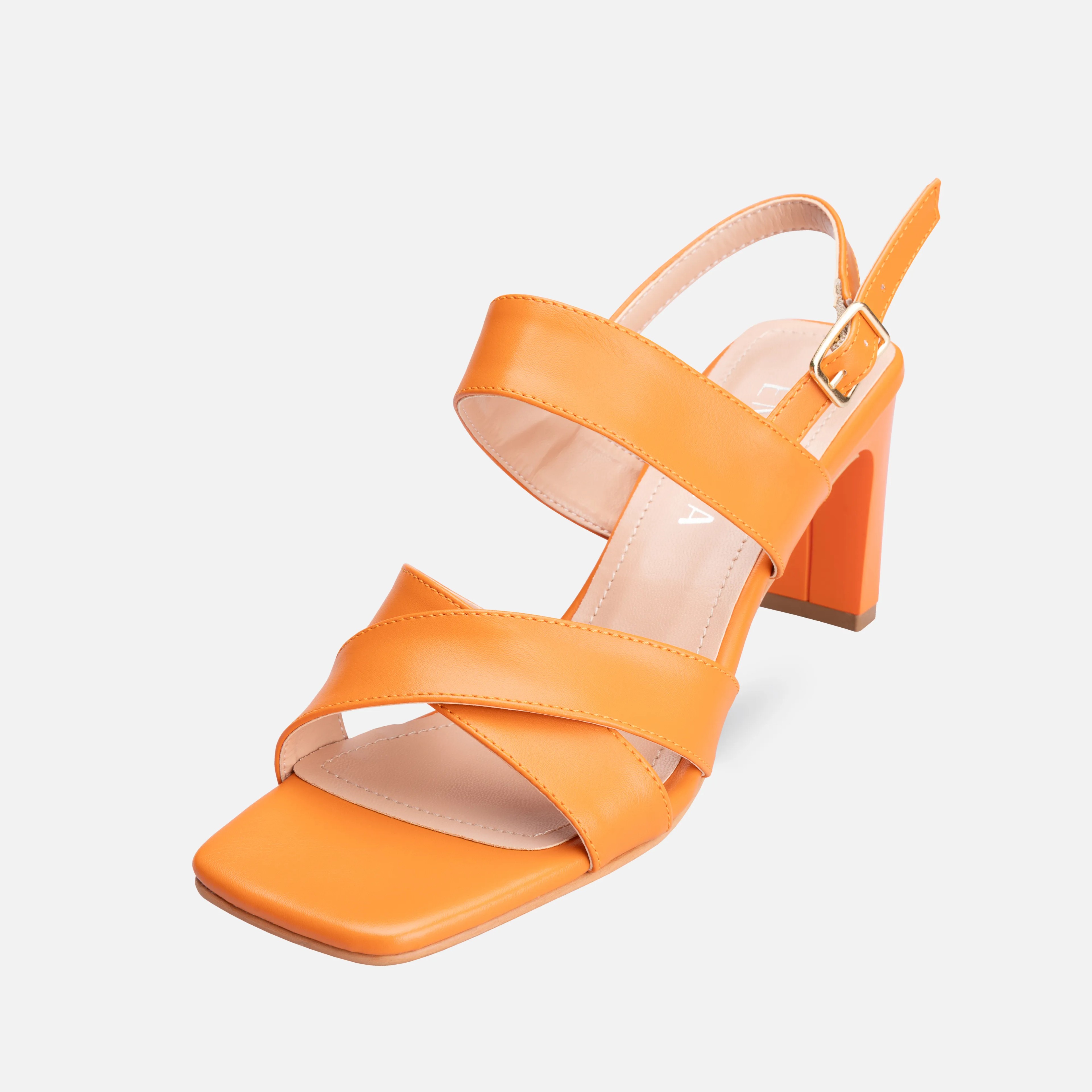 Thick High-Heeled Shoes - Orange