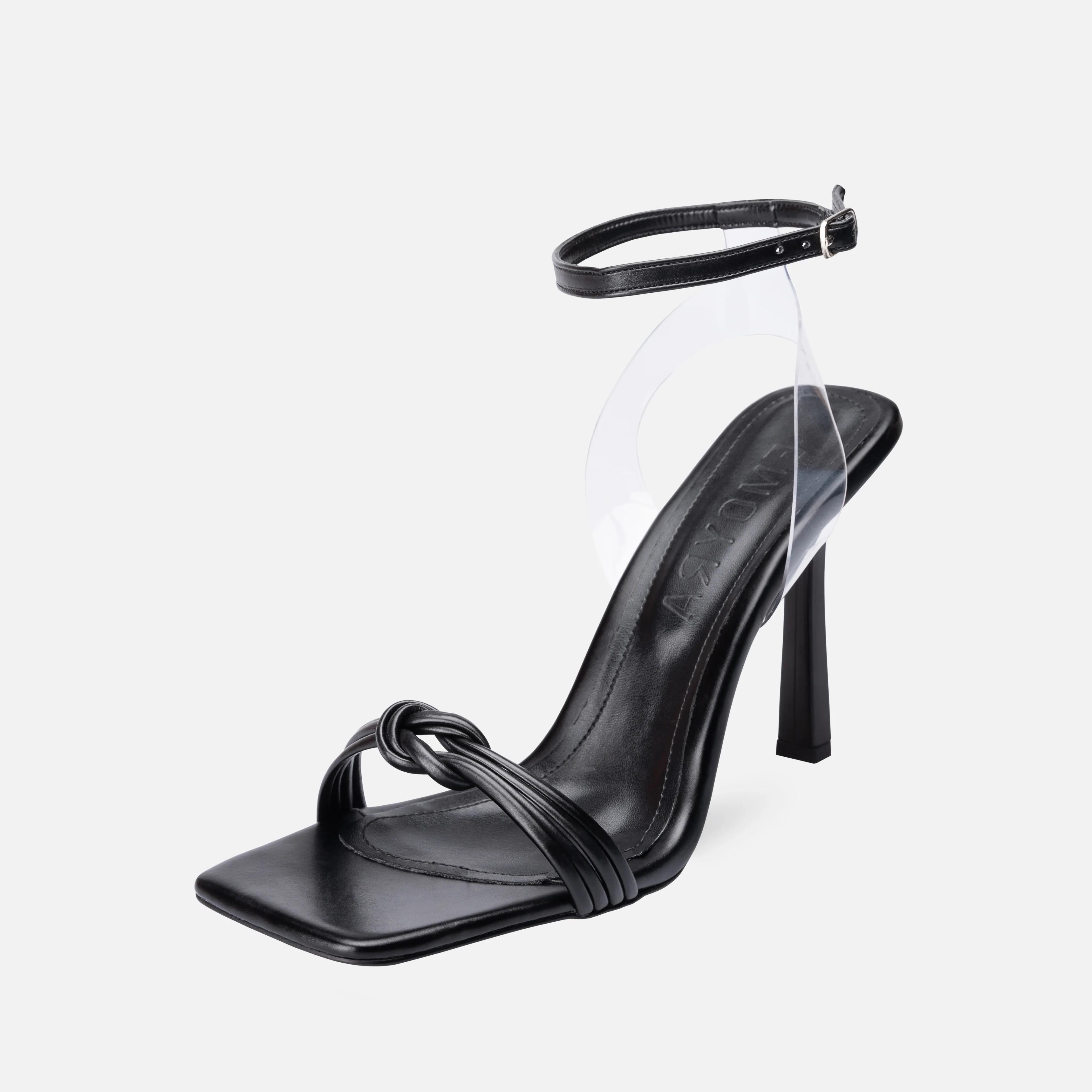 Şeffaf Detaylı İnce Yüksek Topuklu Ayakkabı - Siyah