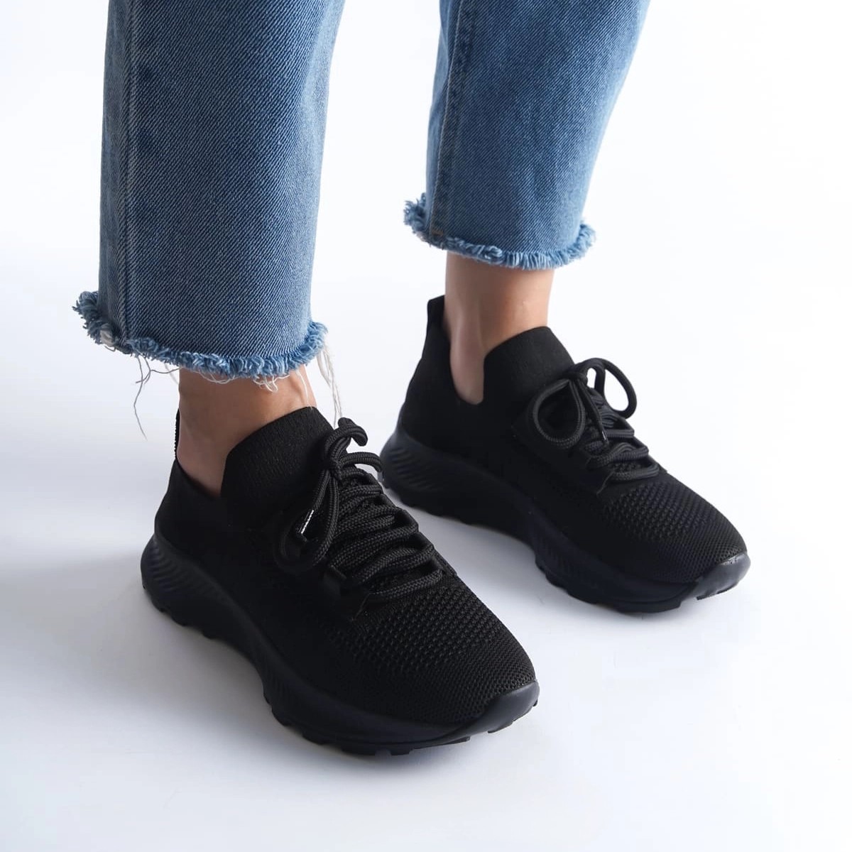 Tekstil Sneaker Spor Ayakkabı - Siyah