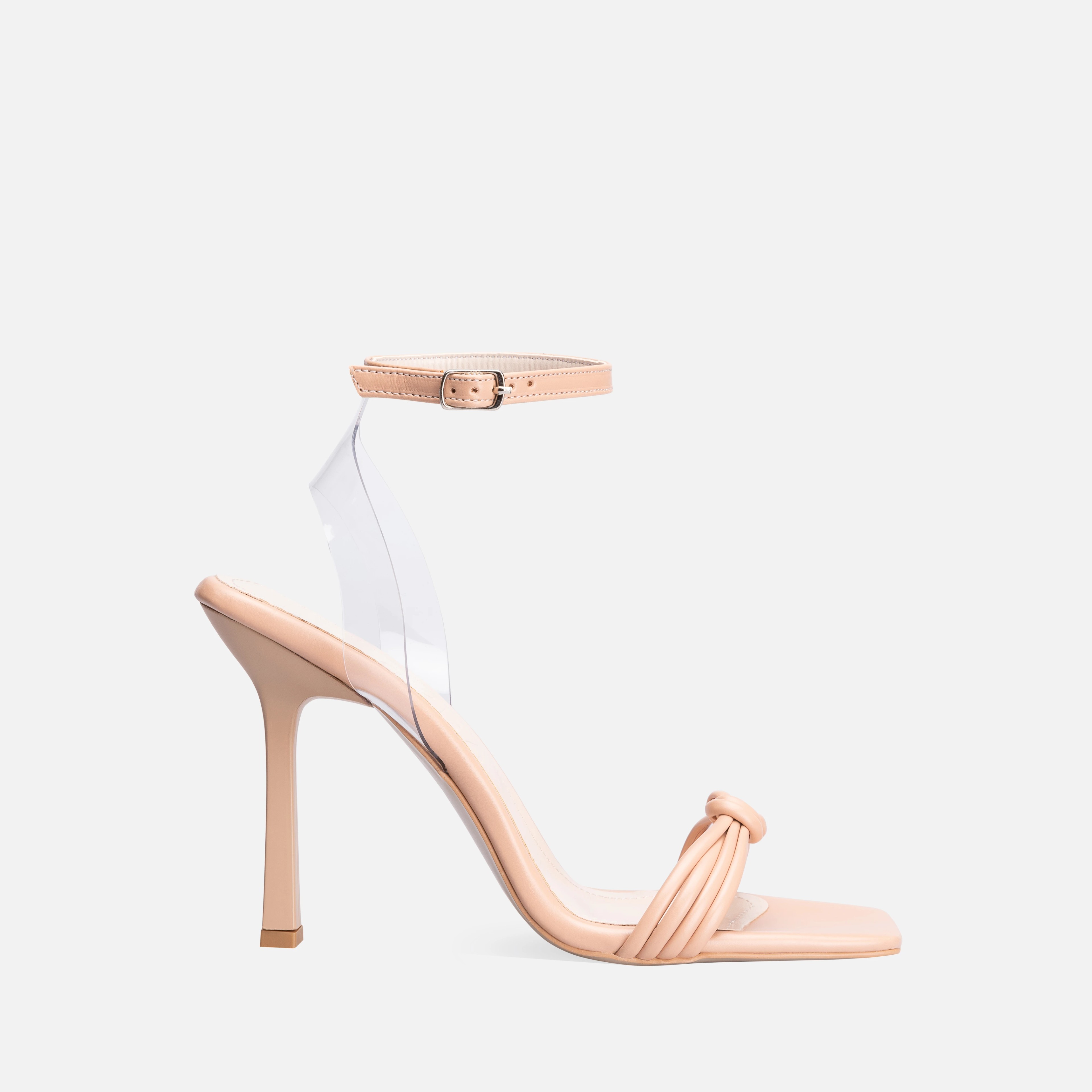 PVC and Faux Leather Thin High-Heeled Shoes - Neutral