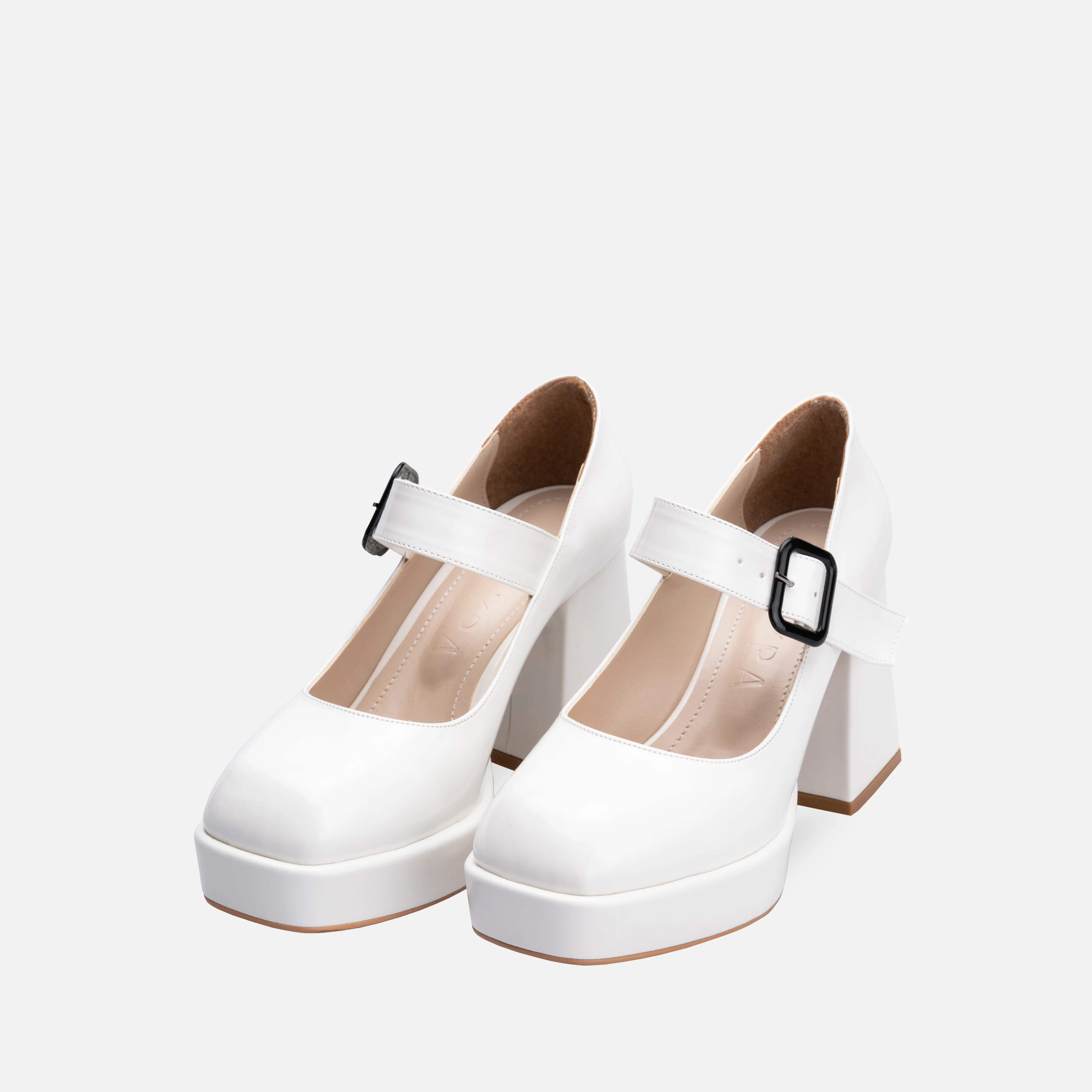 Scarlett Patent Leather Platform Heeled Shoes White