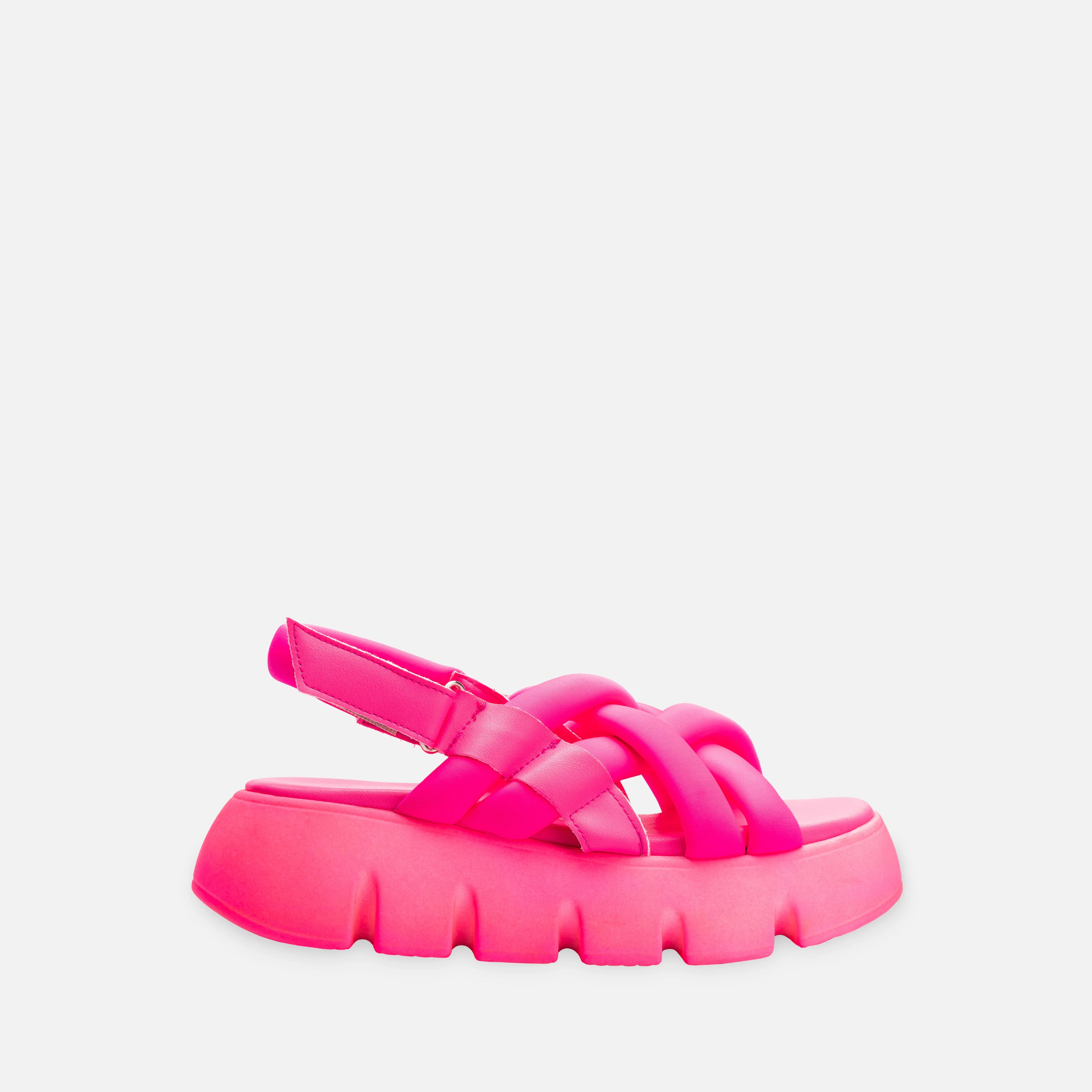 Neon Scuba Fabric Thick Comfortable Sole Sandals - Pink