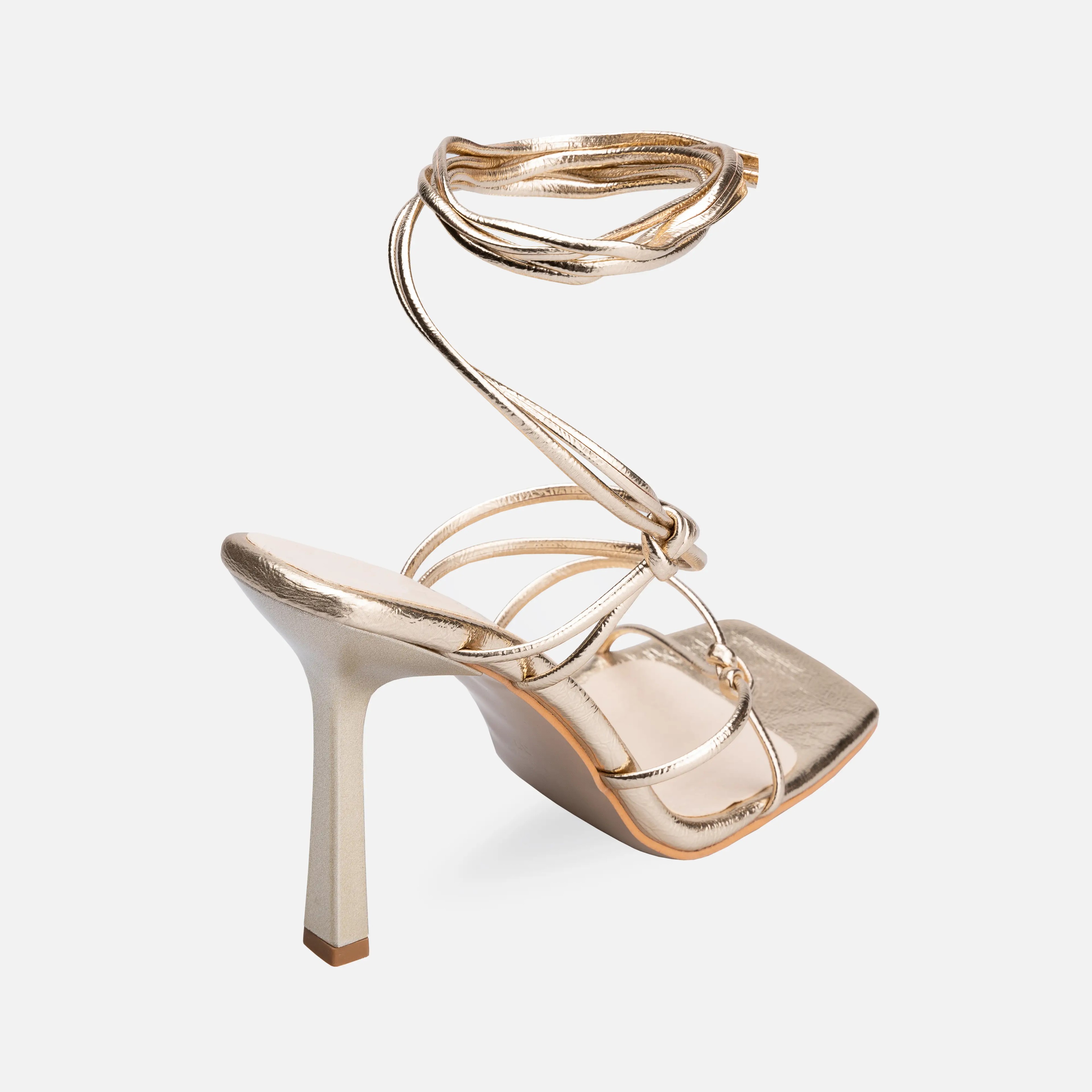 Metallic Lace-Up Thin High-Heeled Shoes - Gold