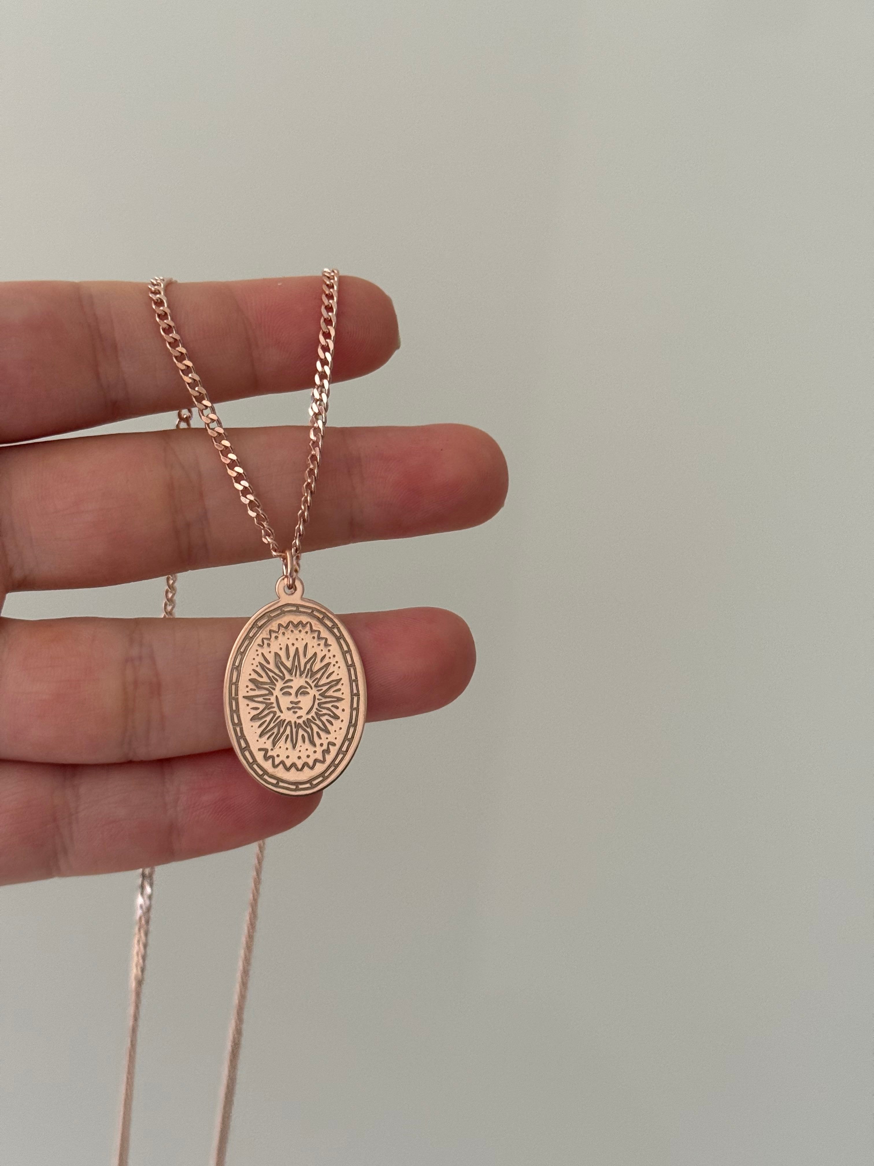 925 Gümüş | Unisex “Sun” Plaka Kolye