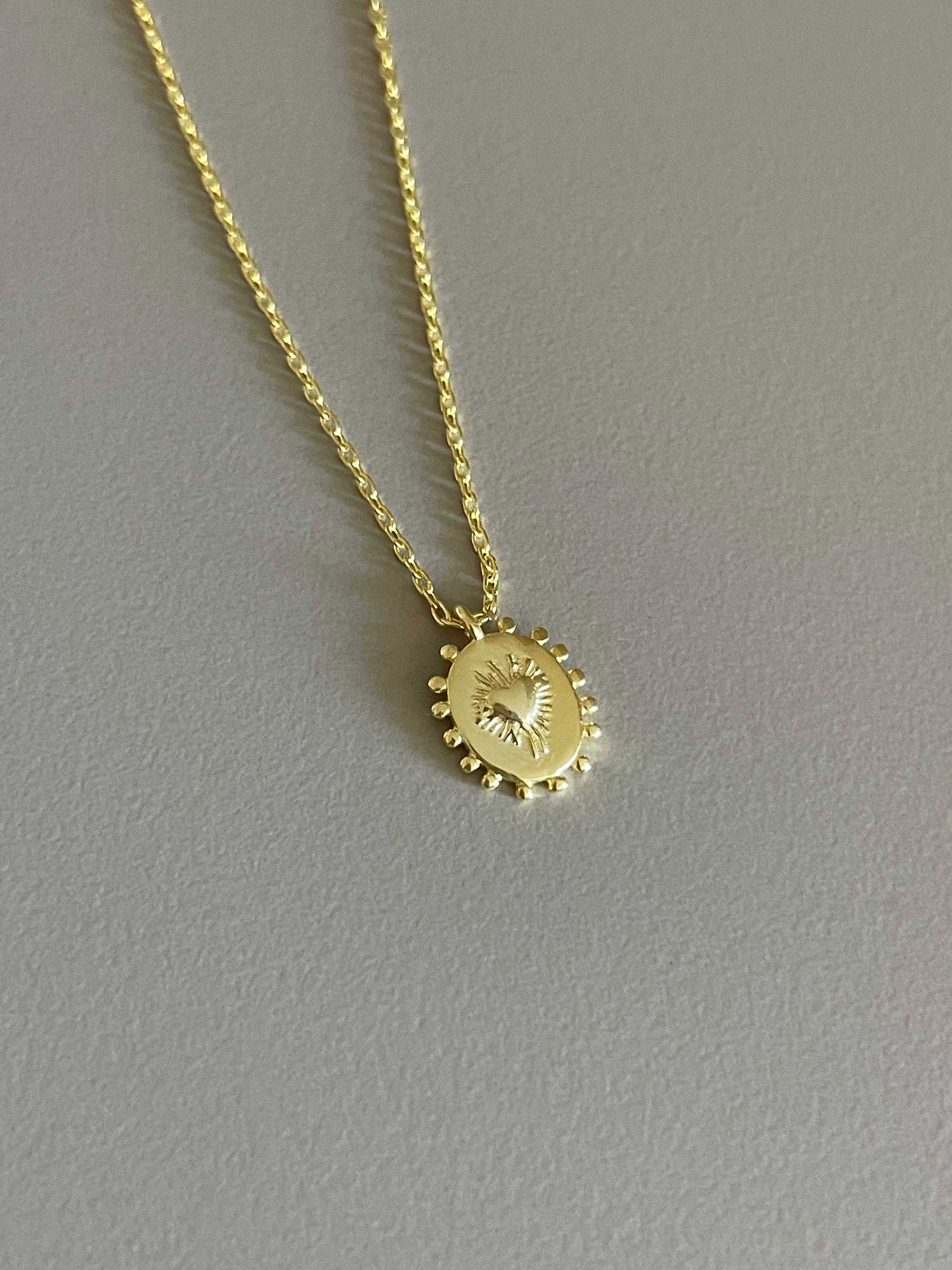 925 Gümüş | Kalpli Mini Madalyon Kolye