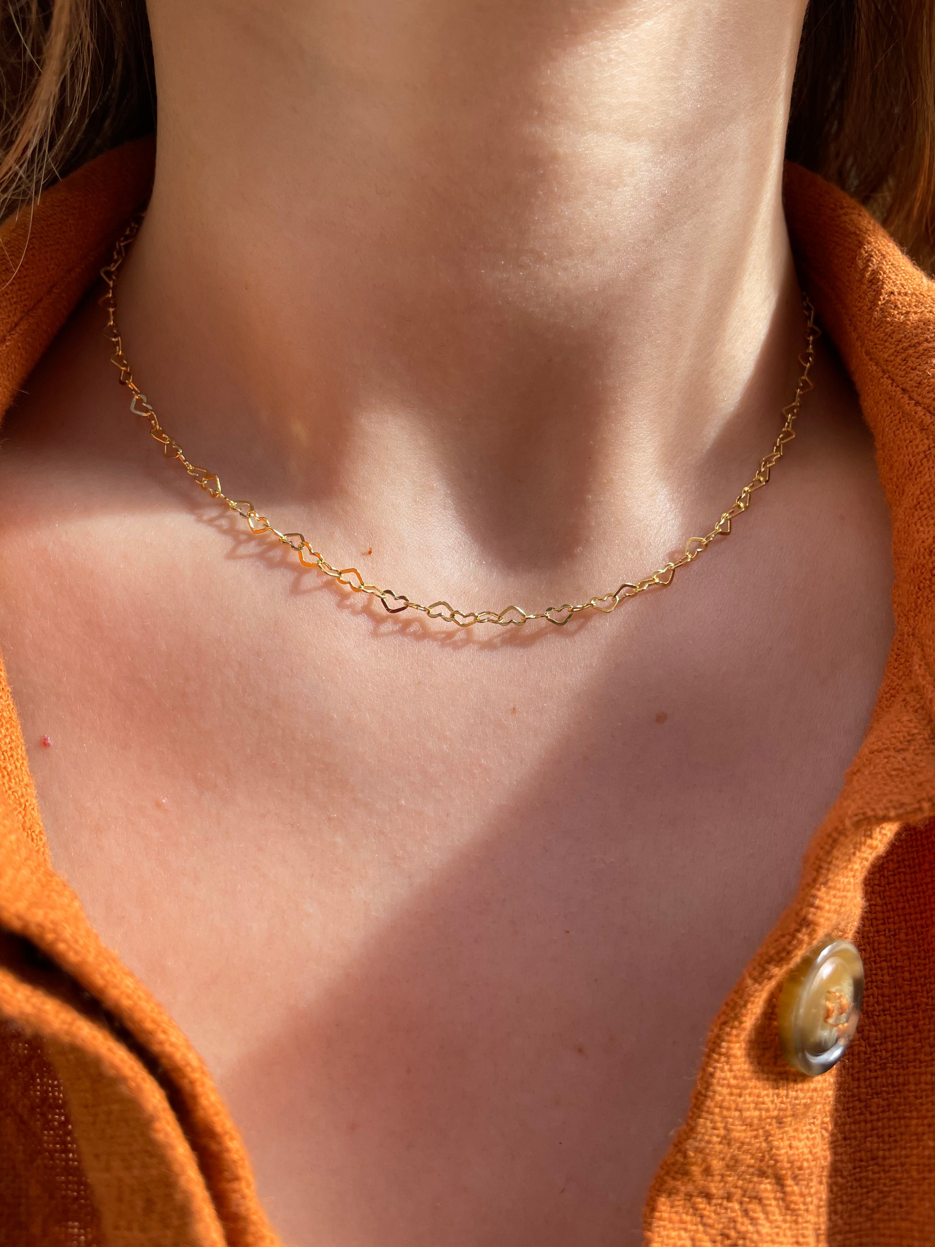 925 Gümüş | Full Kalp Zincir Choker