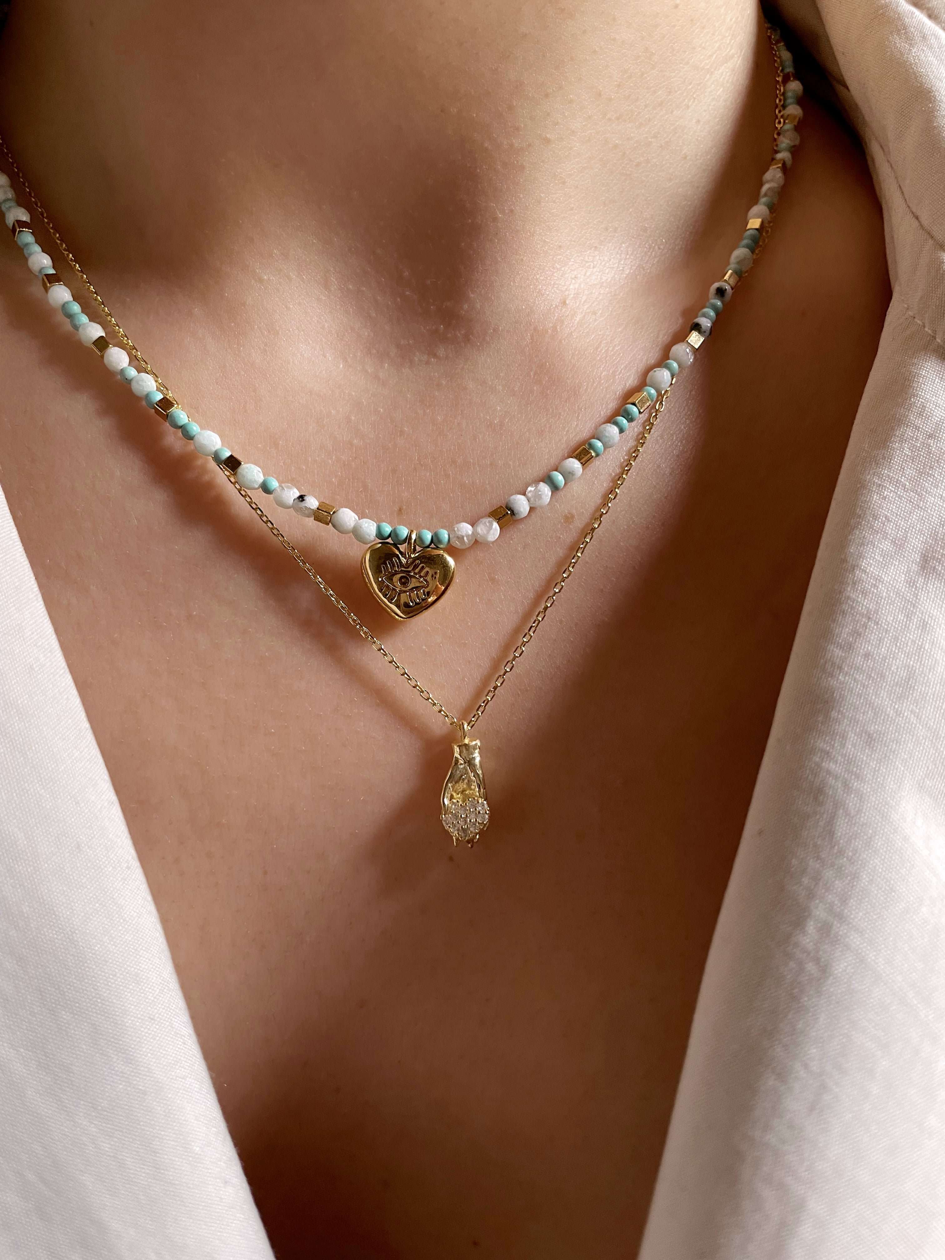 925 Gümüş | ''Holding Love'' Mini El Kolye