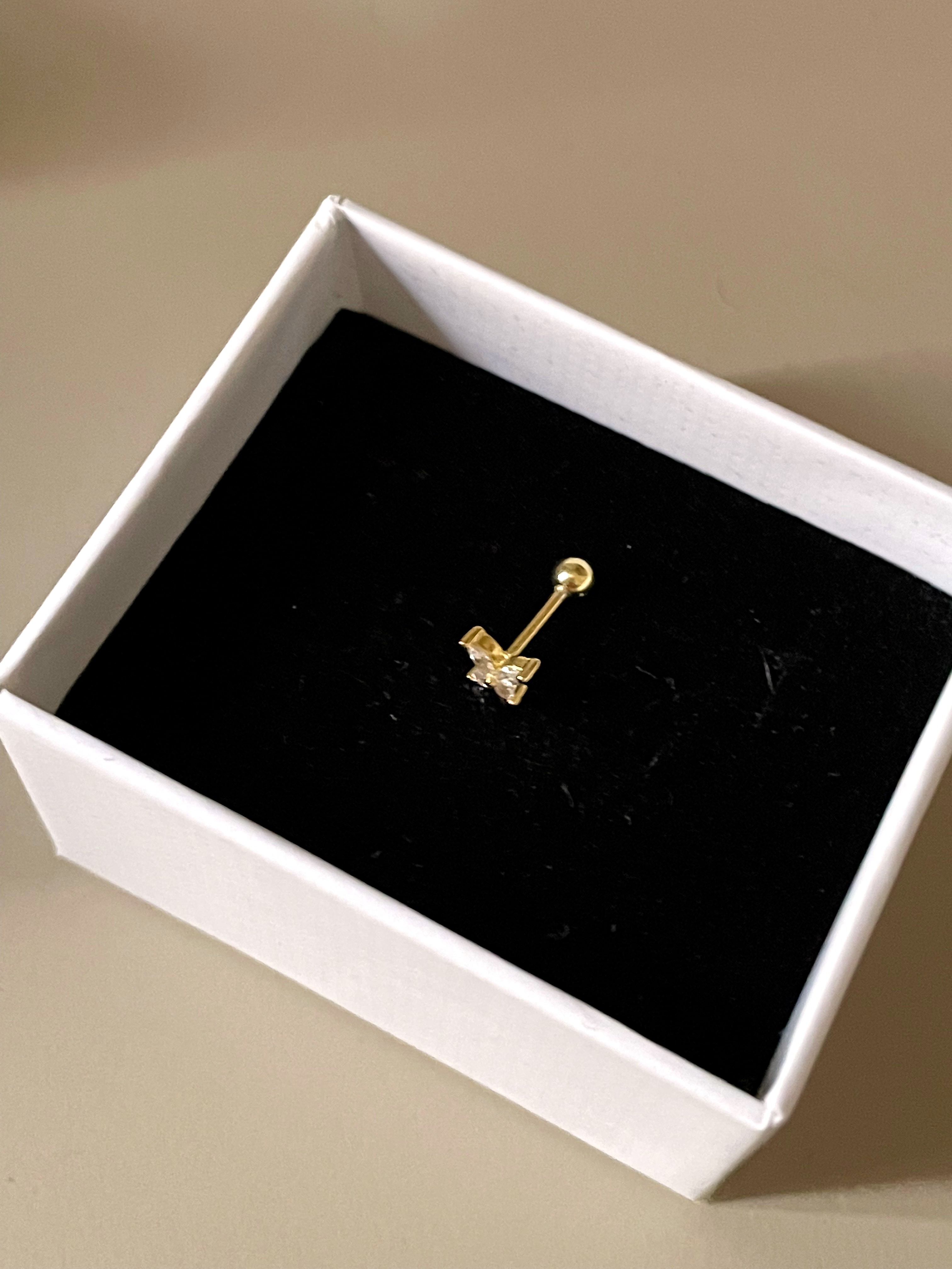 925 Gümüş | Taşlı Kelebek Piercing