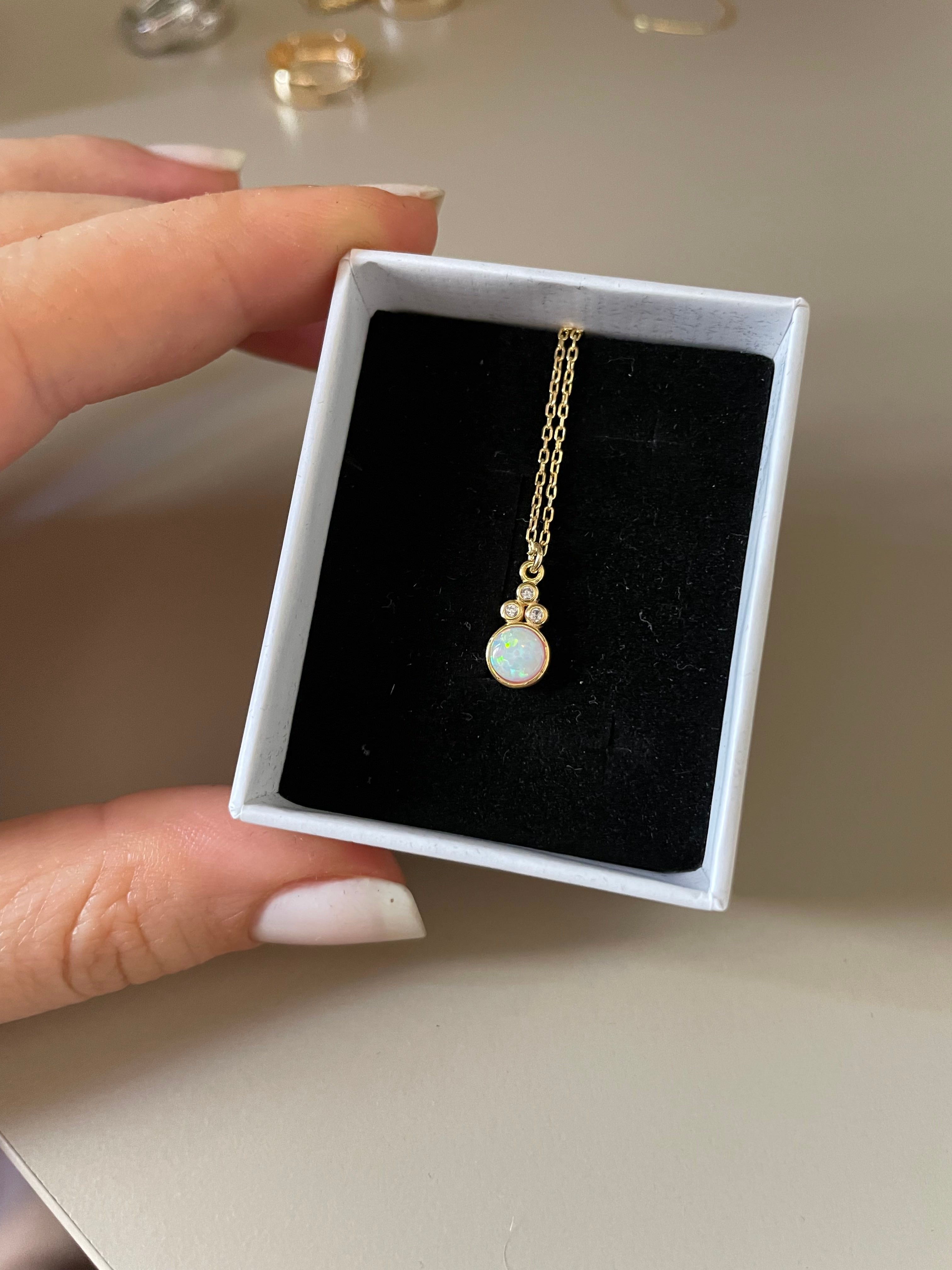 925 Gümüş | Yuvarlak Opal Kolye