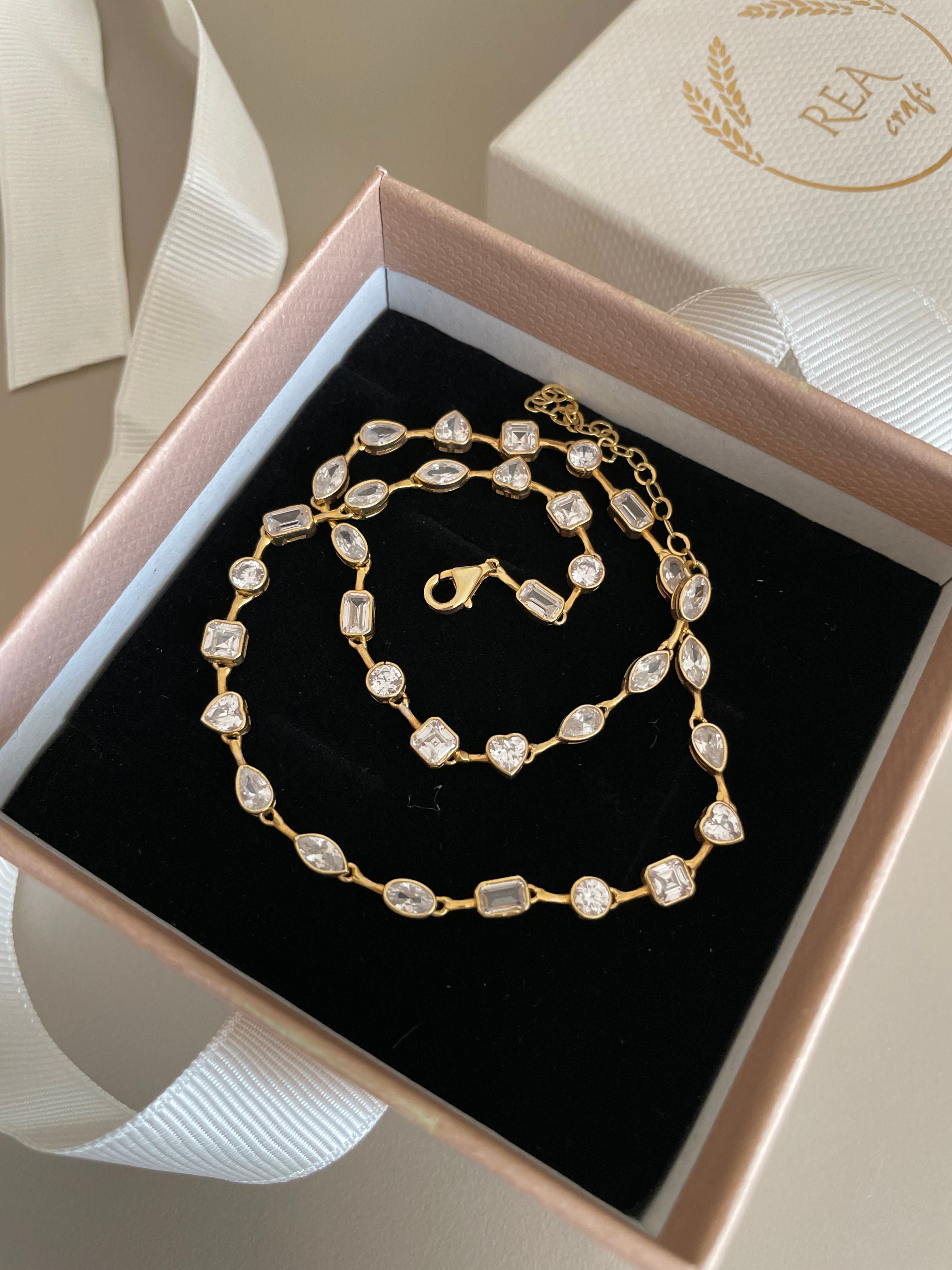 925 Gümüş | Karma Taşlı Choker Kolye