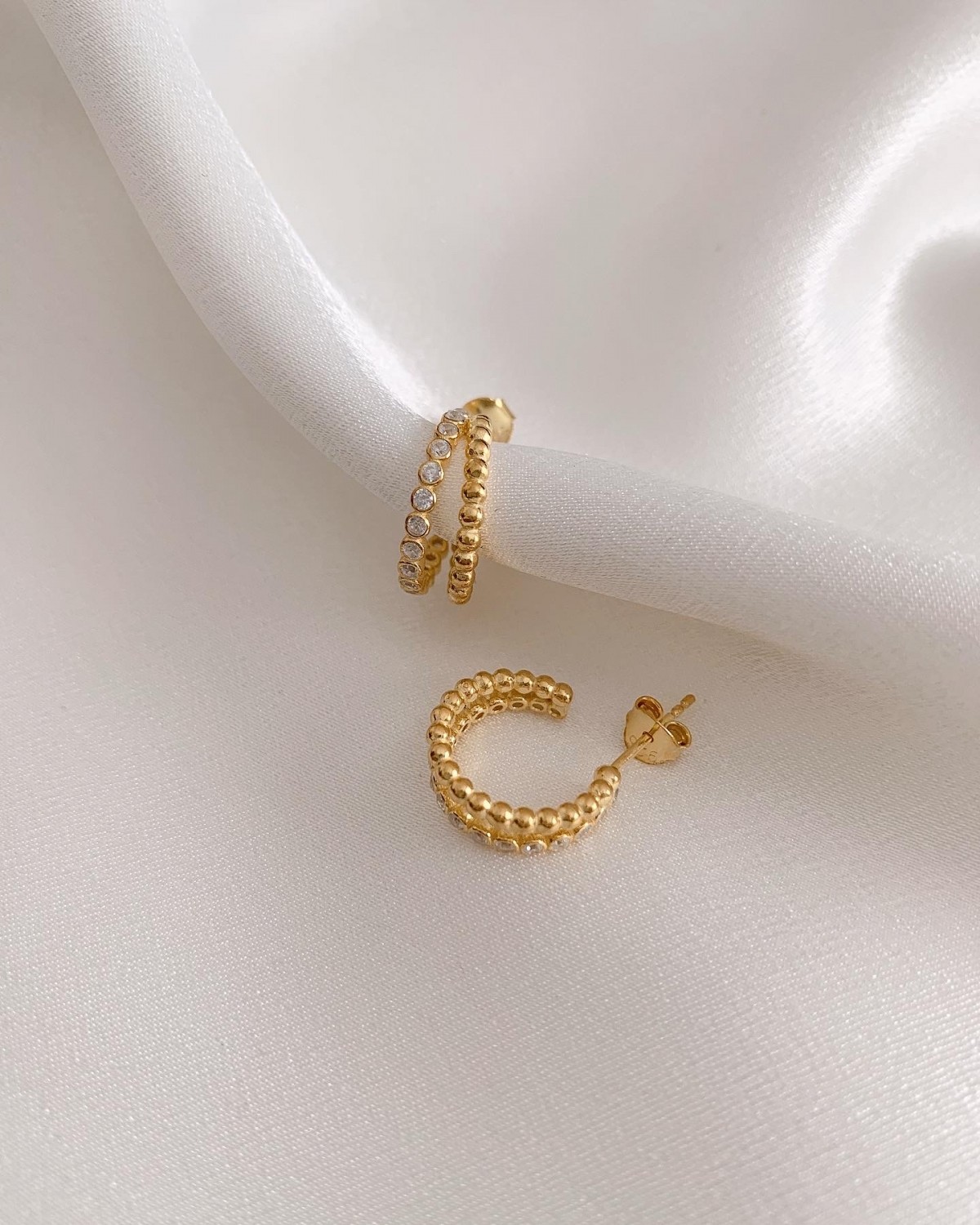 925 Gümüş | İki Sıra Bubble Küpe