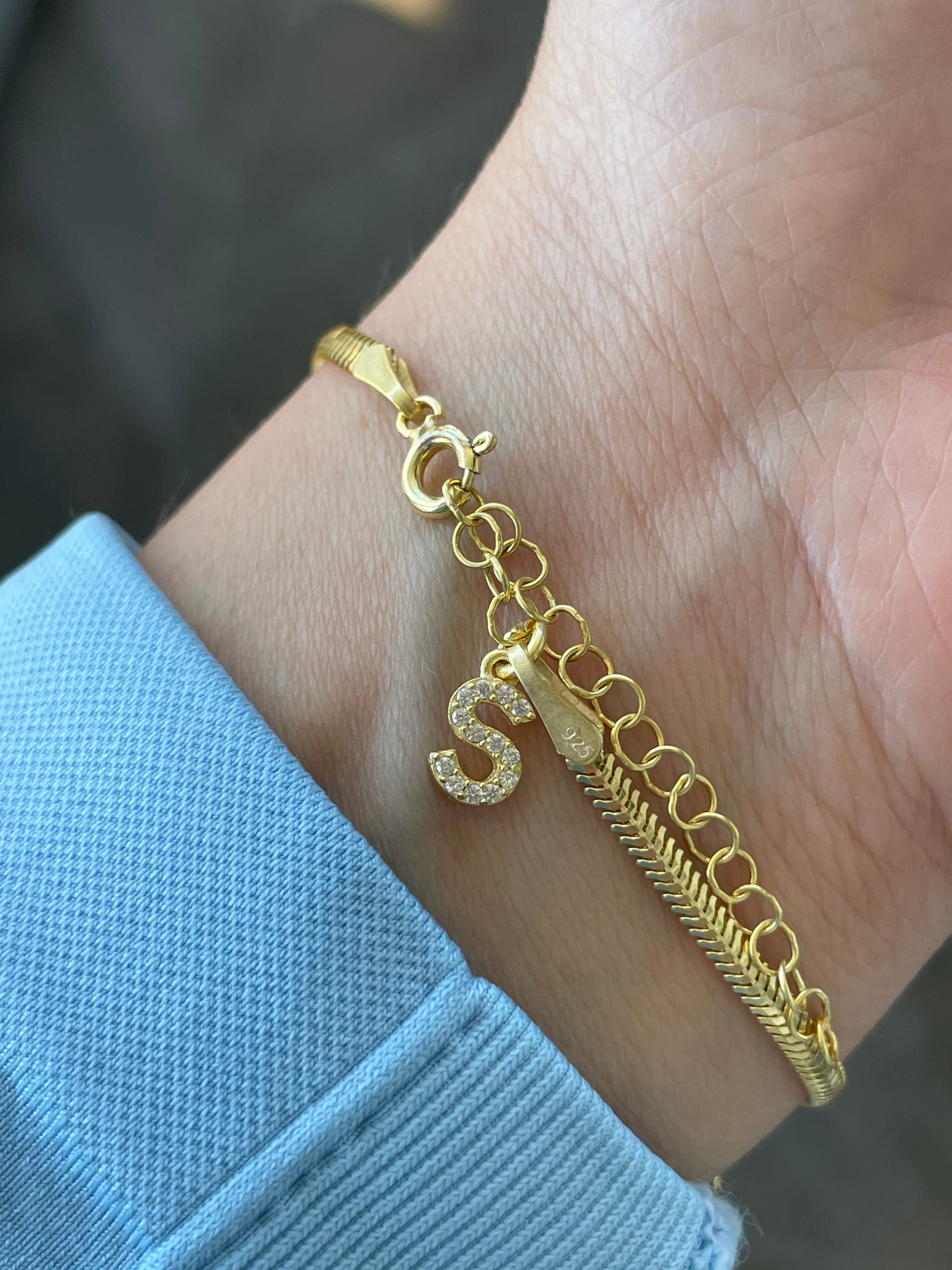 925 Gümüş | Unisex Harfli İtalyan Yassı Bileklik
