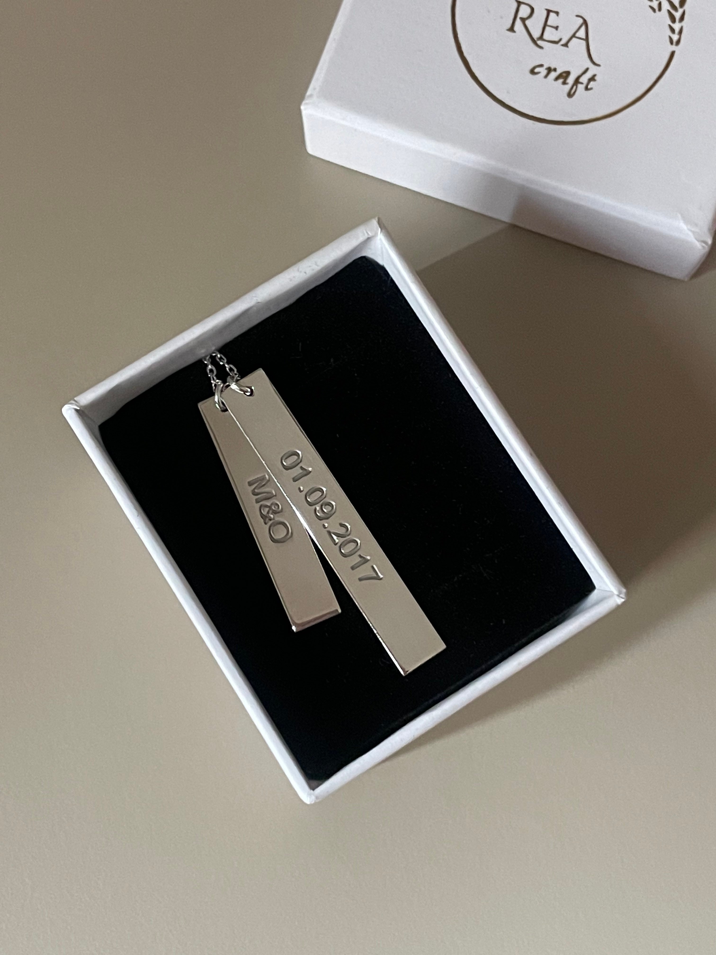 925 Gümüş | Unisex İkili Plaka Kolye/ İstediğini Yazdır