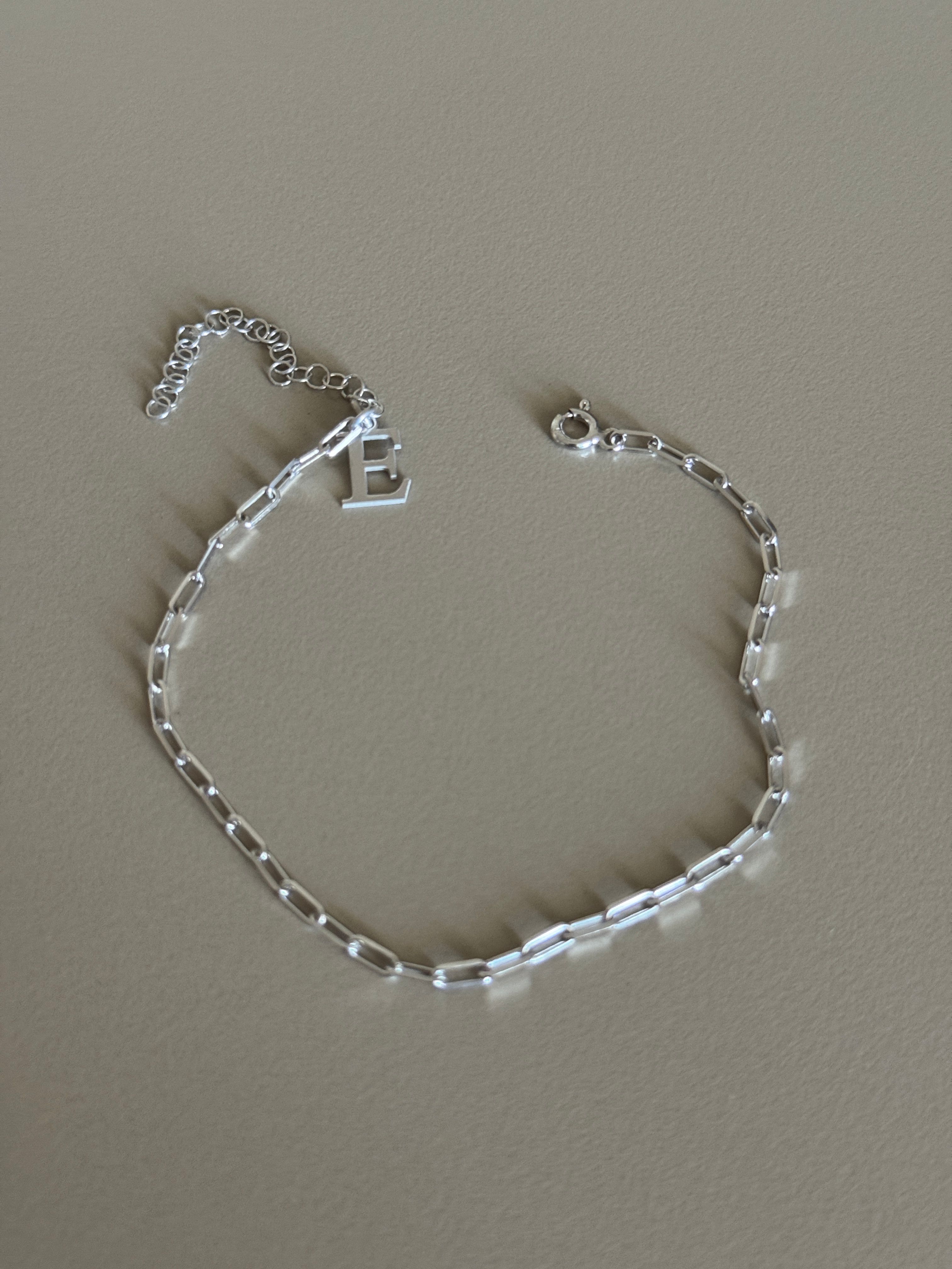 925 Gümüş | Unisex Harfli ''Chain Up'' Bileklik