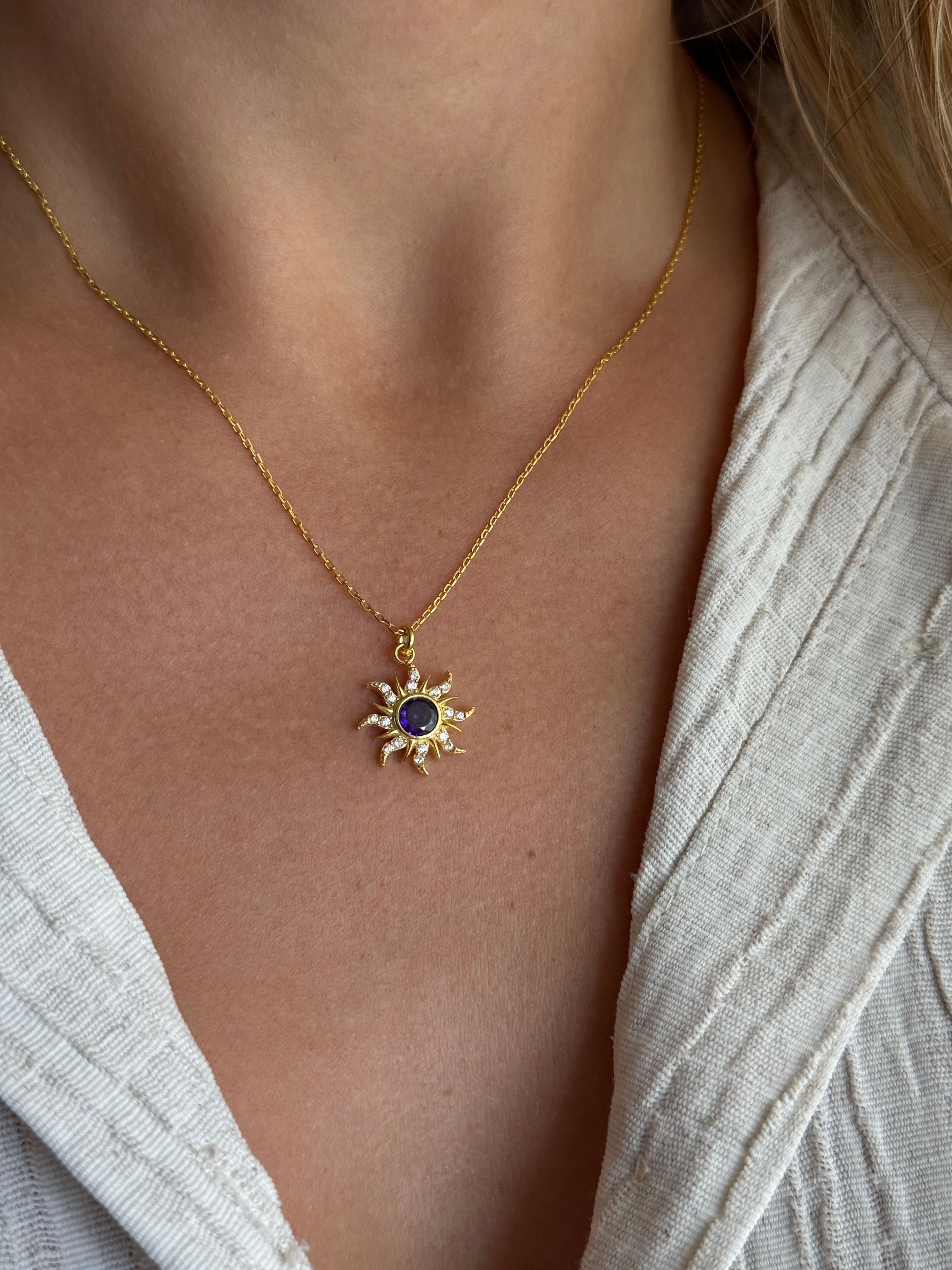 925 Gümüş | Unisex Taşlı ''Sunny'' Kolye