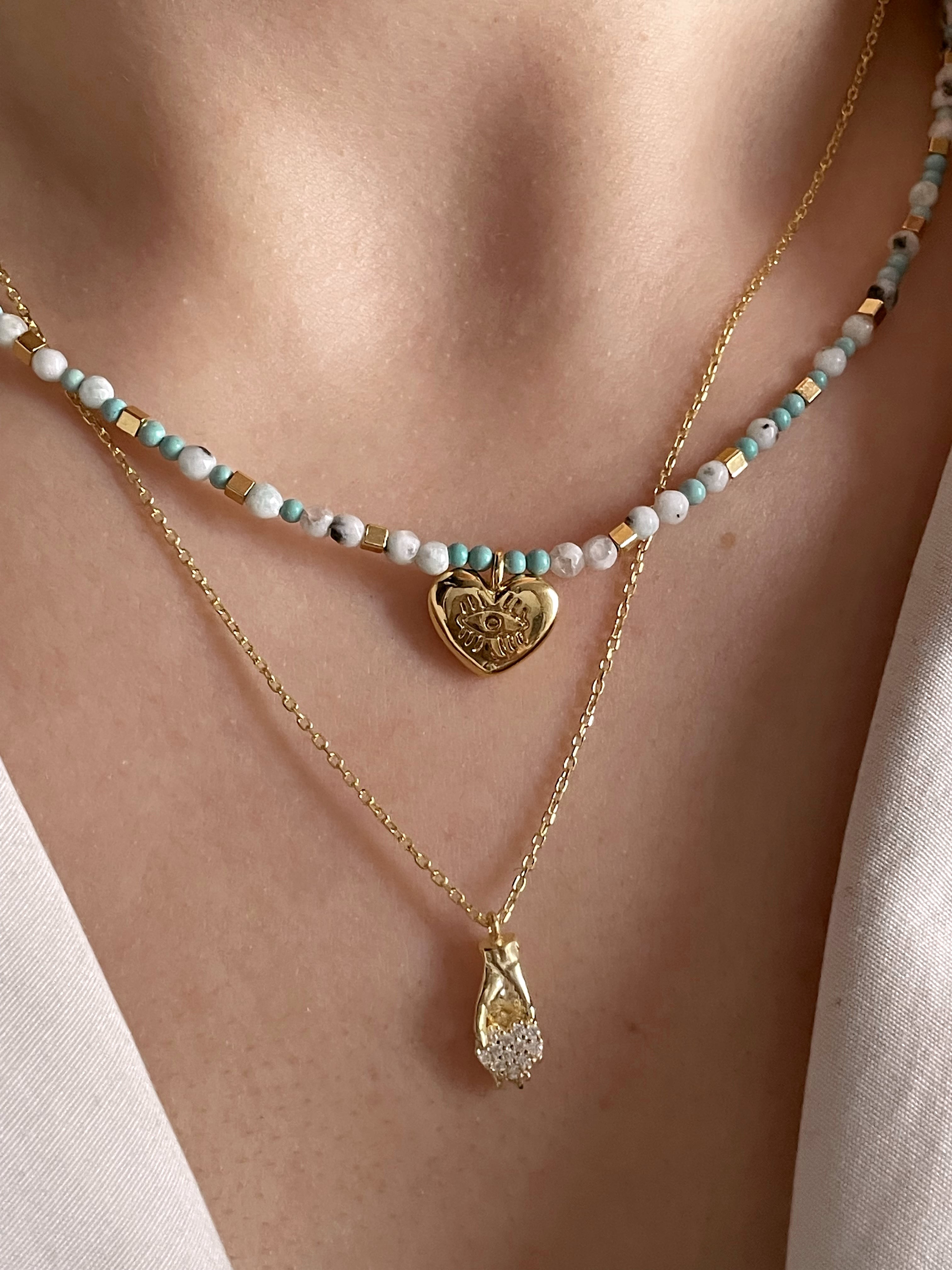 925 Gümüş | ''Holding Love'' Mini El Kolye