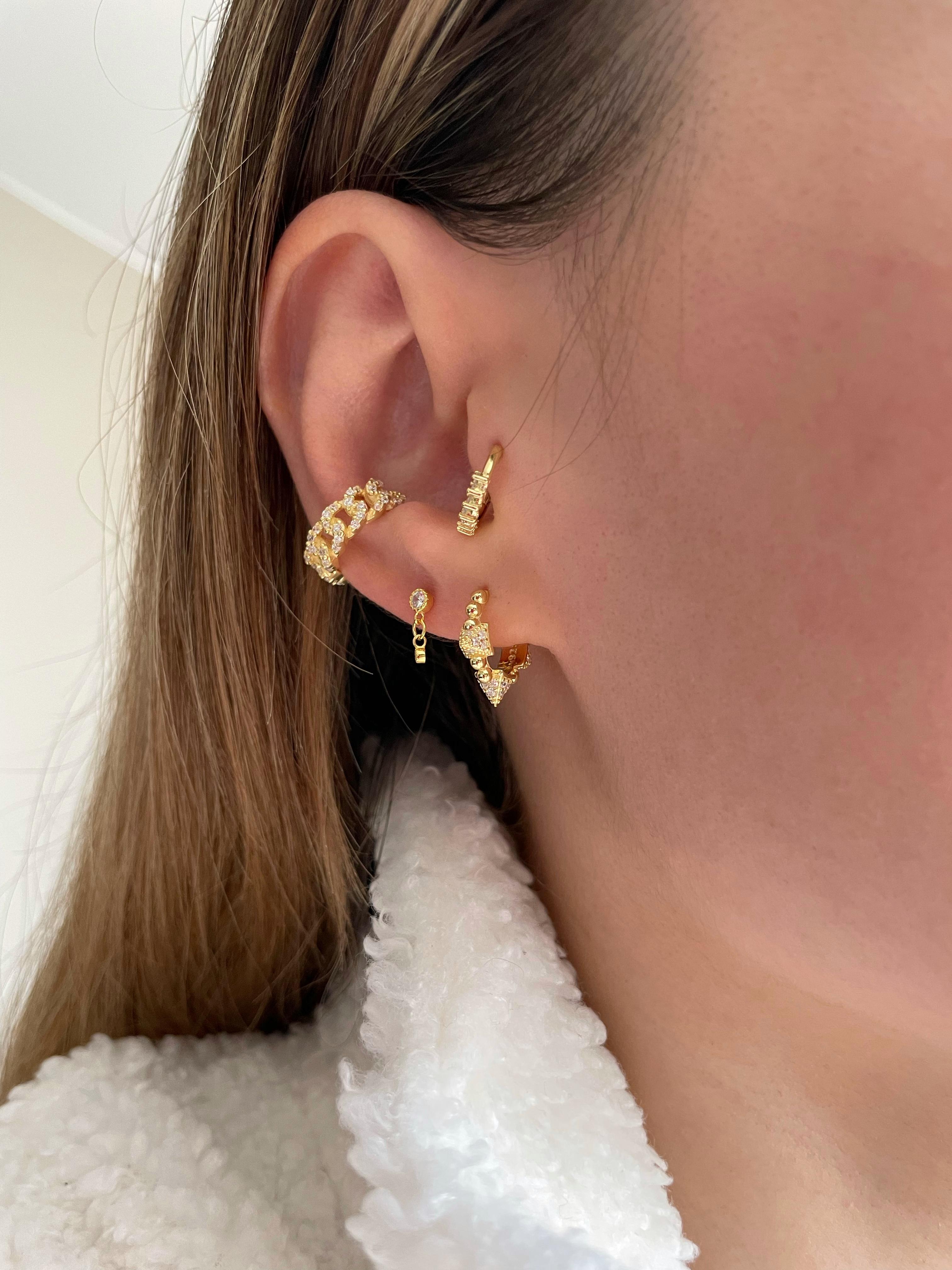 925 Gümüş | Taşlı Örgü Earcuff