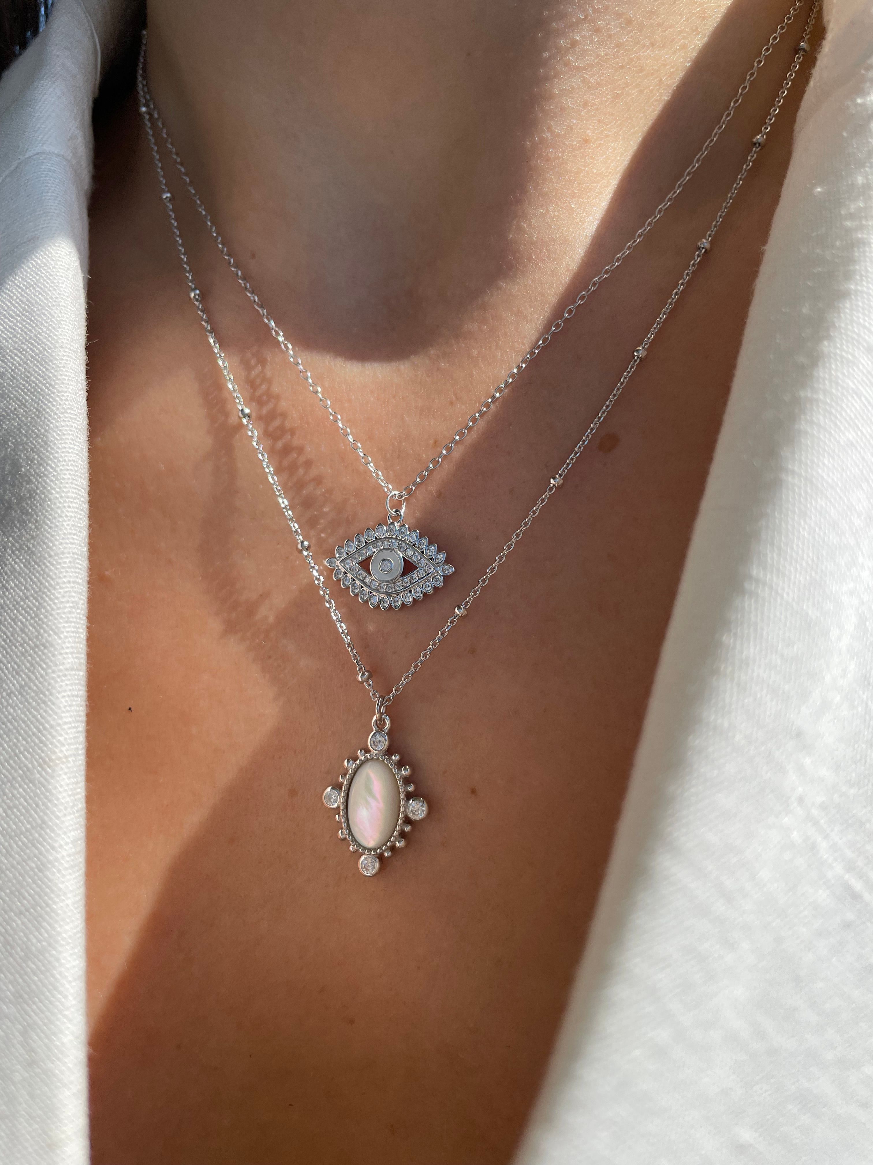925 Gümüş | İthal Vintage Beyaz Opal Kolye