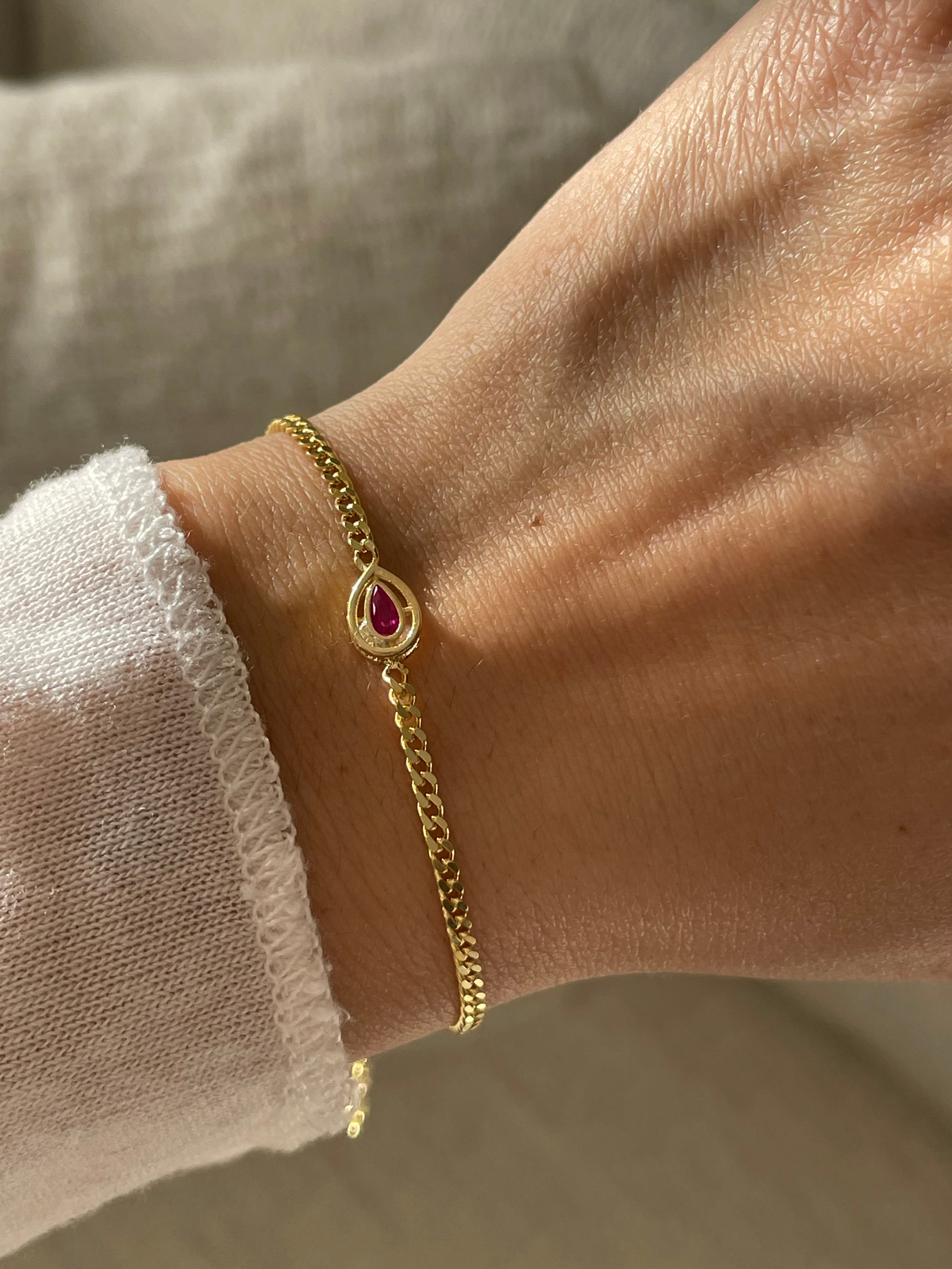 925 Ayar Gümüş | Pembe Taşlı ''Hürrem'' İnce Gurmet Bileklik