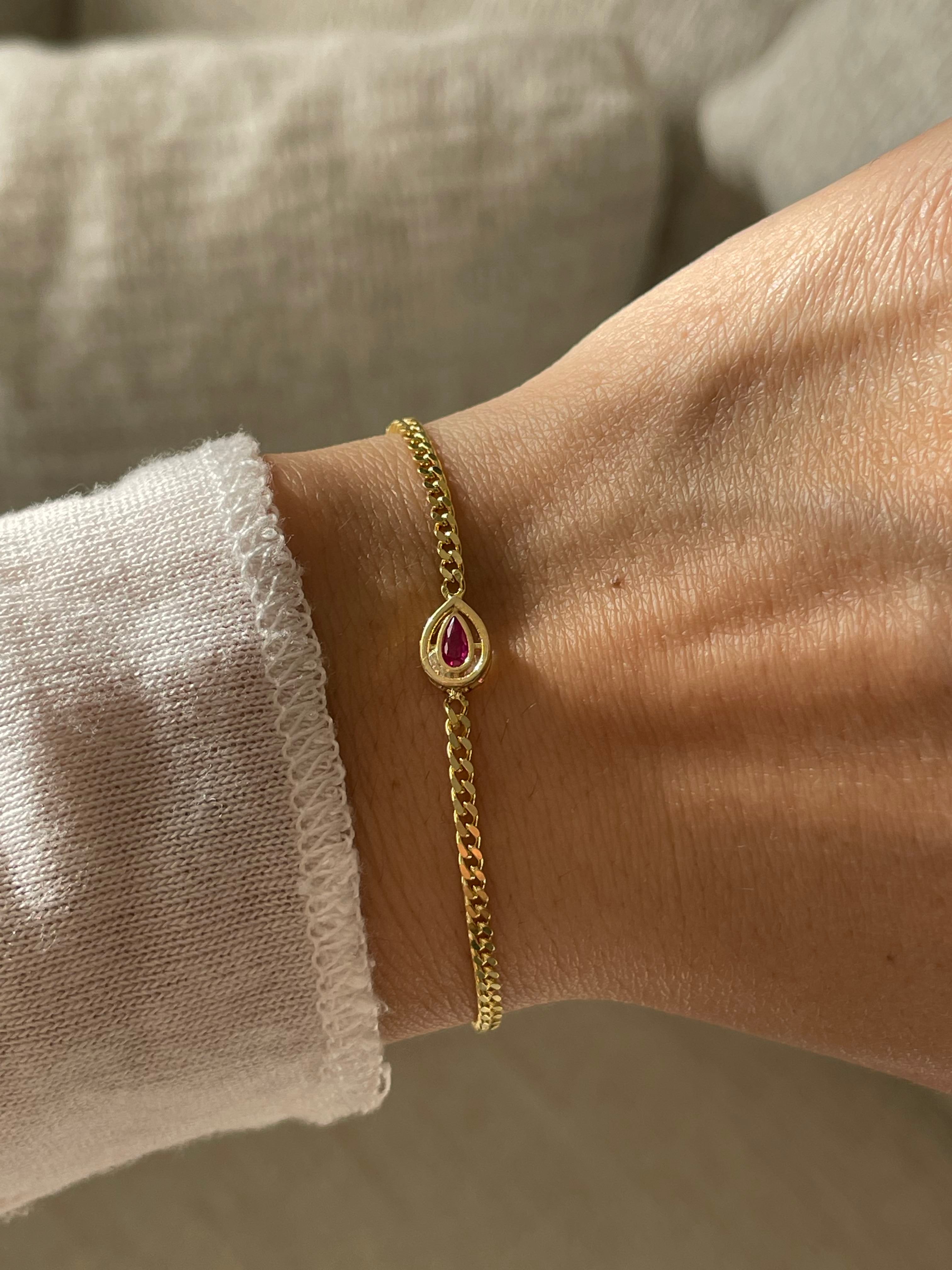 925 Ayar Gümüş | Pembe Taşlı ''Hürrem'' İnce Gurmet Bileklik