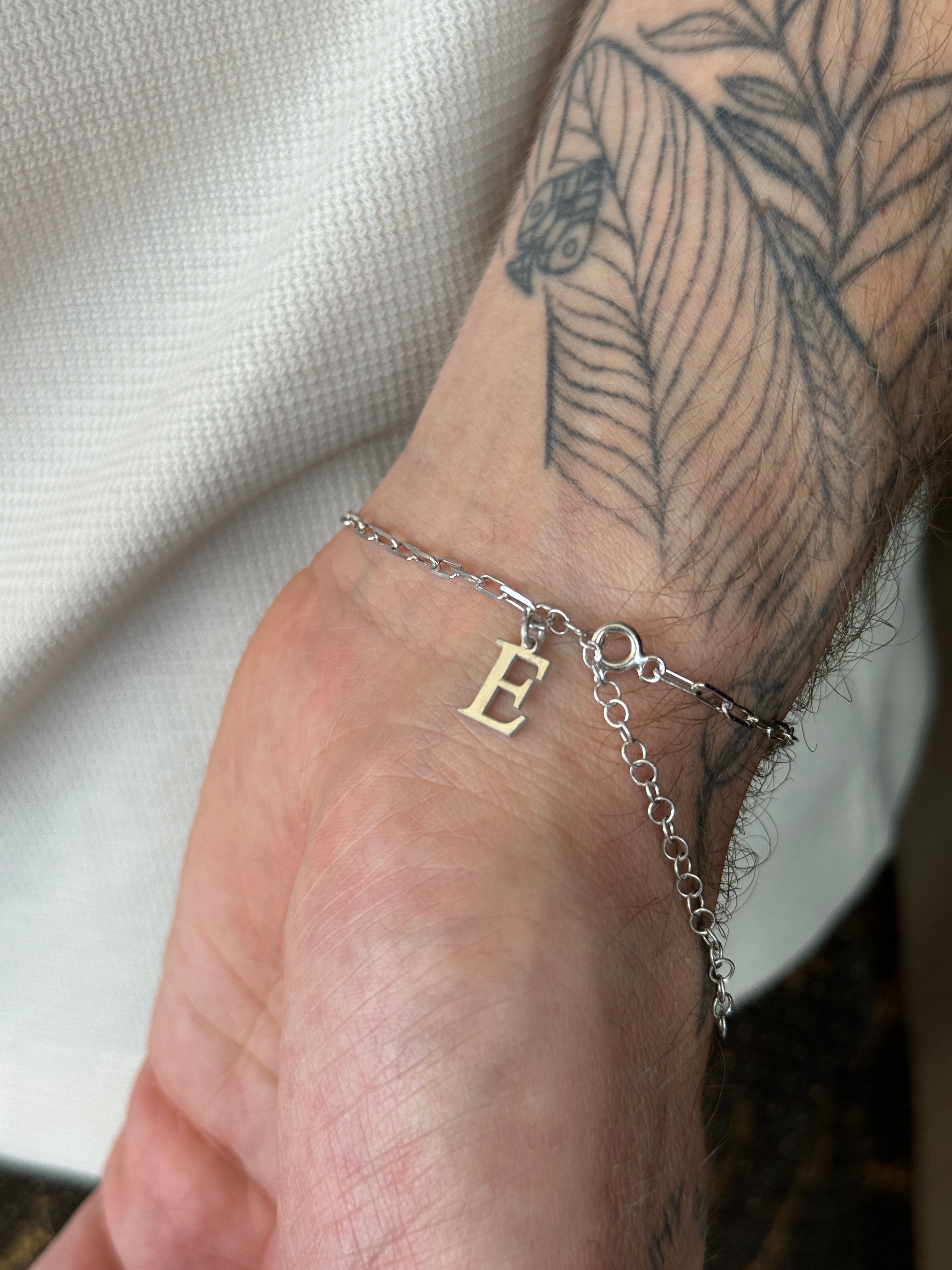 925 Gümüş | Unisex Harfli ''Chain Up'' Bileklik