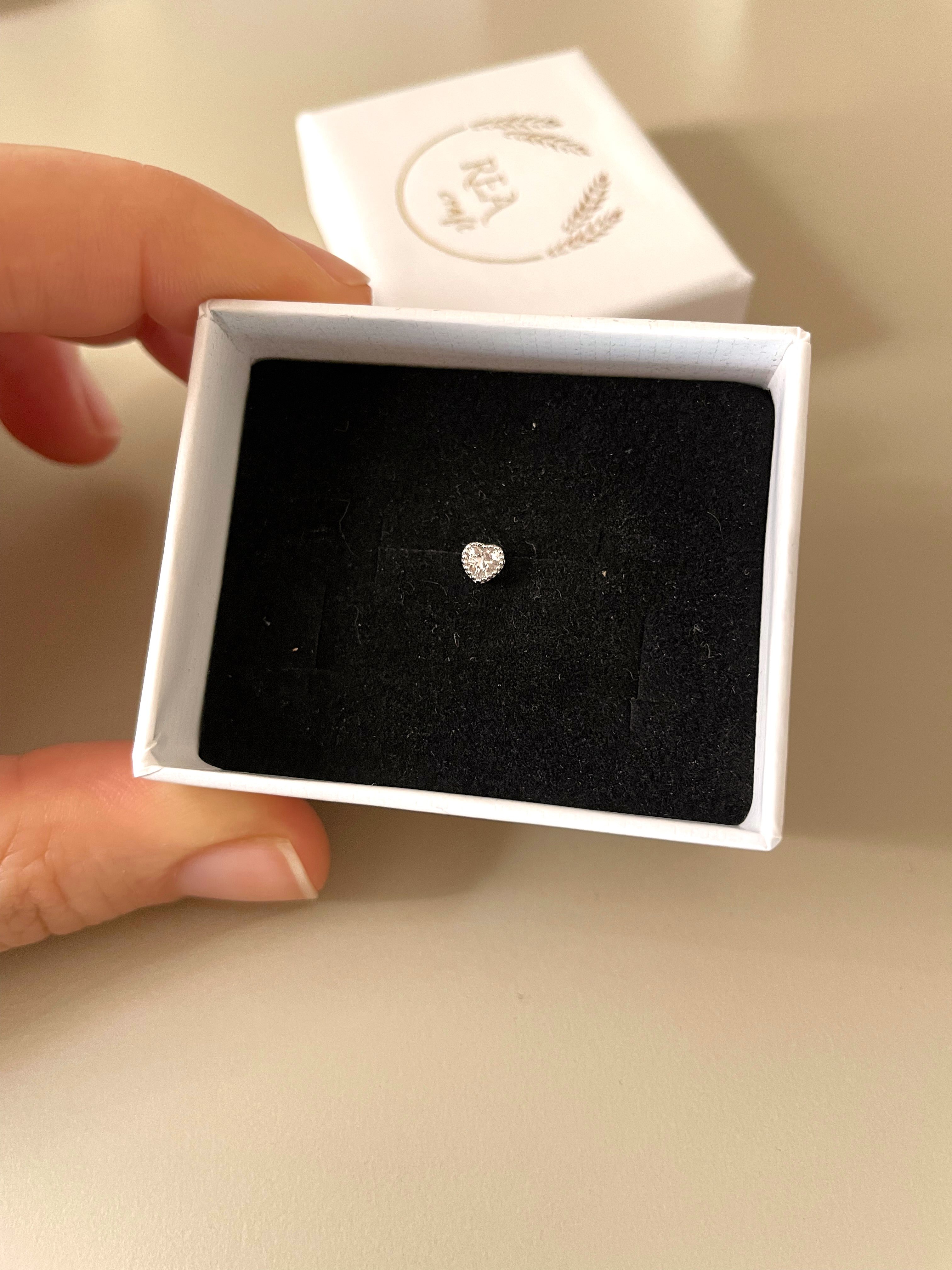 925 Gümüş | Taşlı Kalp Piercing