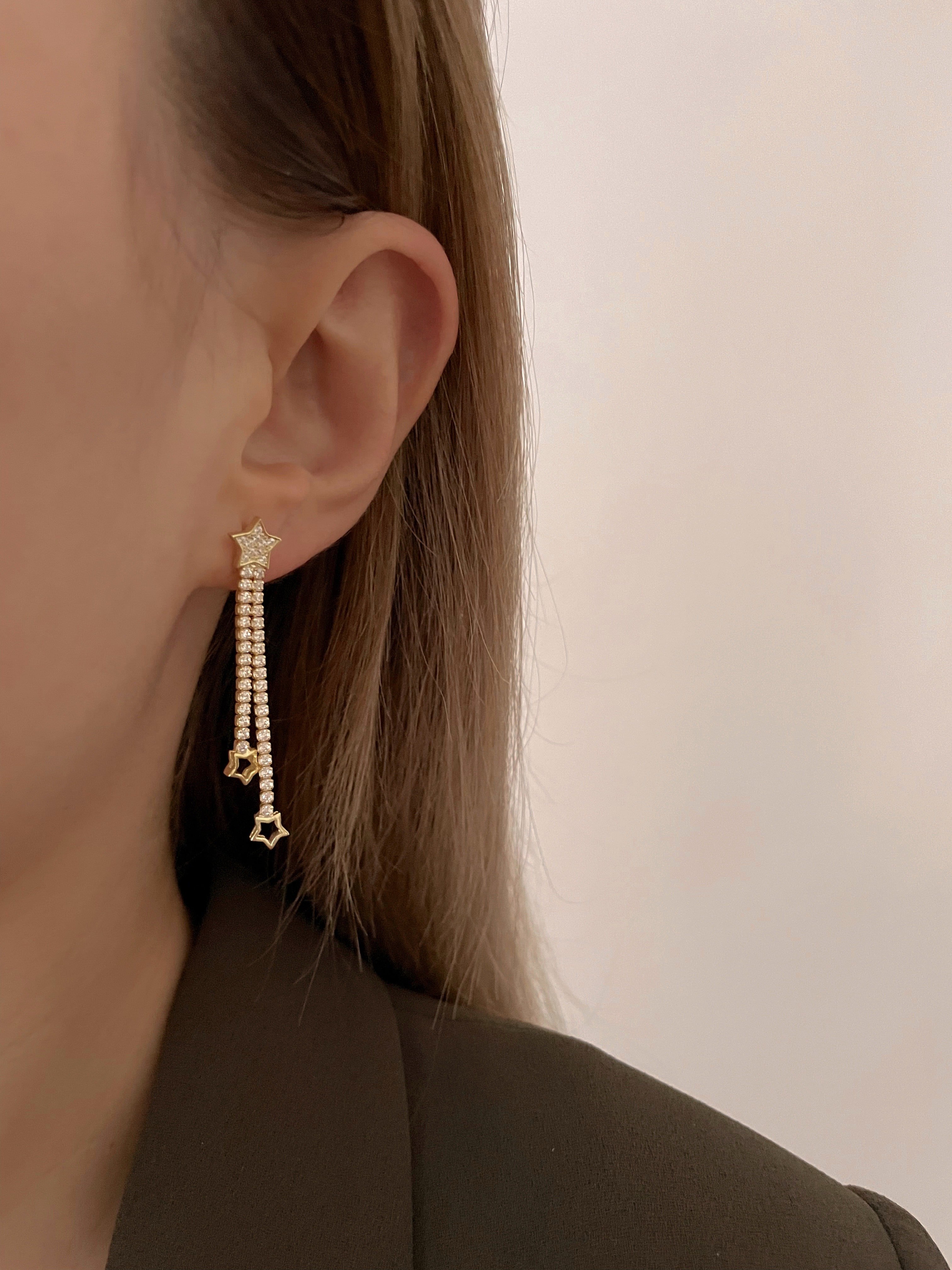 925 Gümüş | İthal ''Glam'' Yıldız Küpe