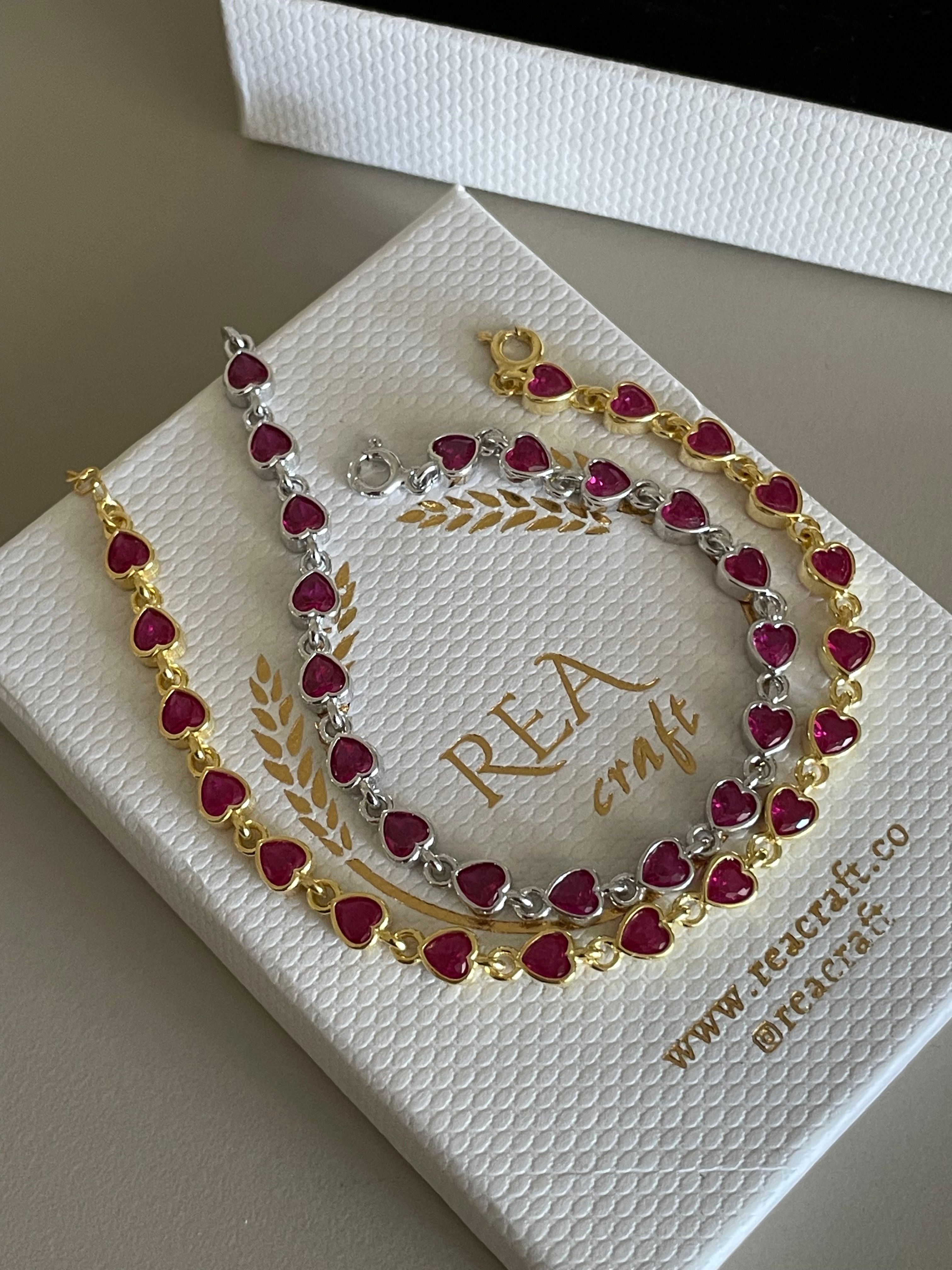 925 Gümüş | Full Kalp Figürlü ''Winey'' Bileklik