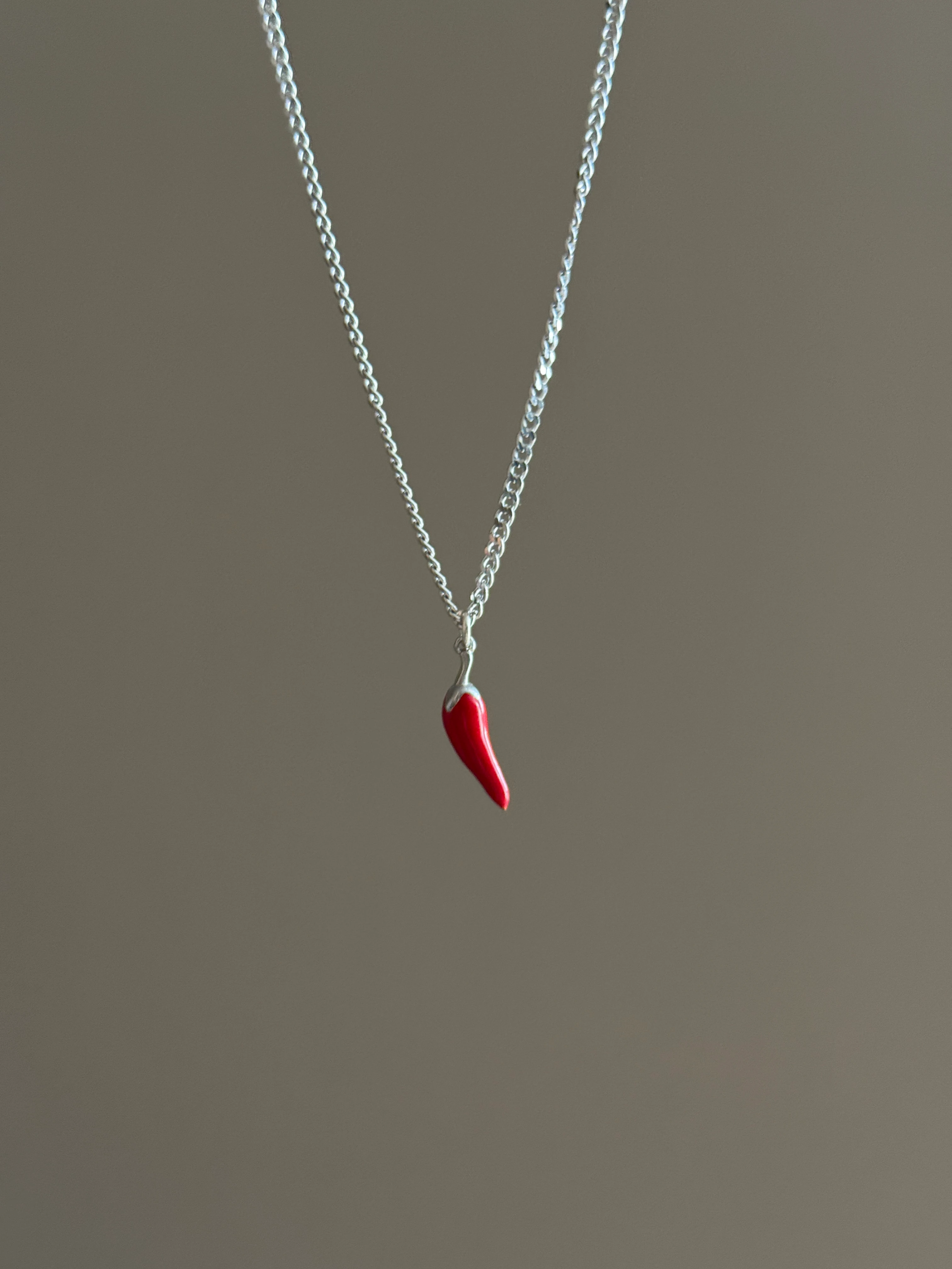 925 Gümüş | Erkek Kırmızı Biber Kolye / Şans, Bereket Kolyesi