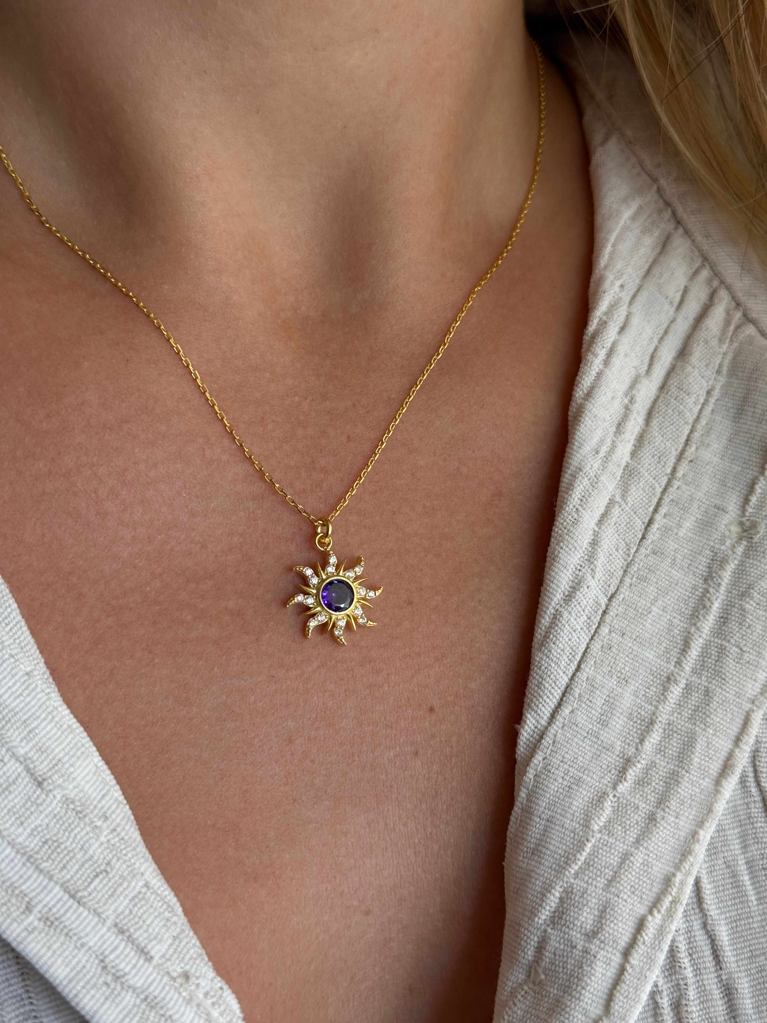 925 Gümüş | Unisex Taşlı ''Sunny'' Kolye