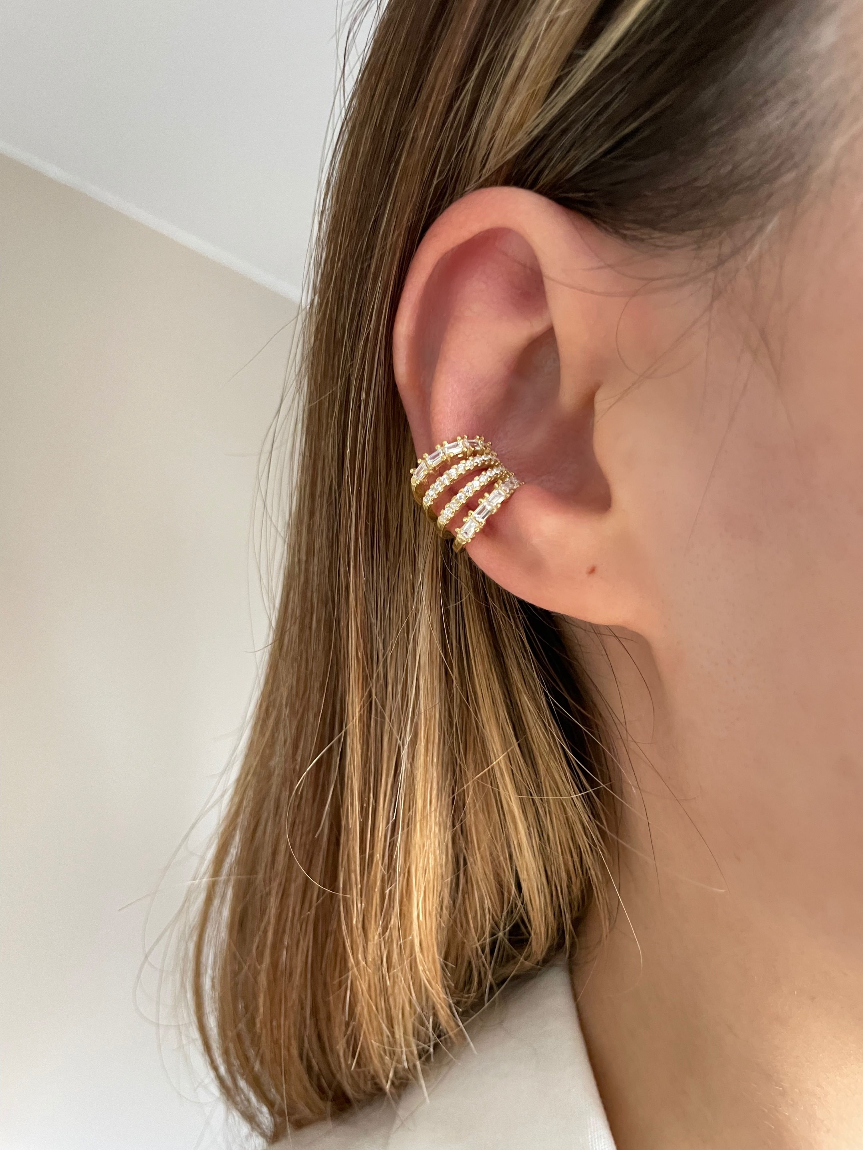 925 Gümüş | Taşlı Çoklu Sarmal Earcuff