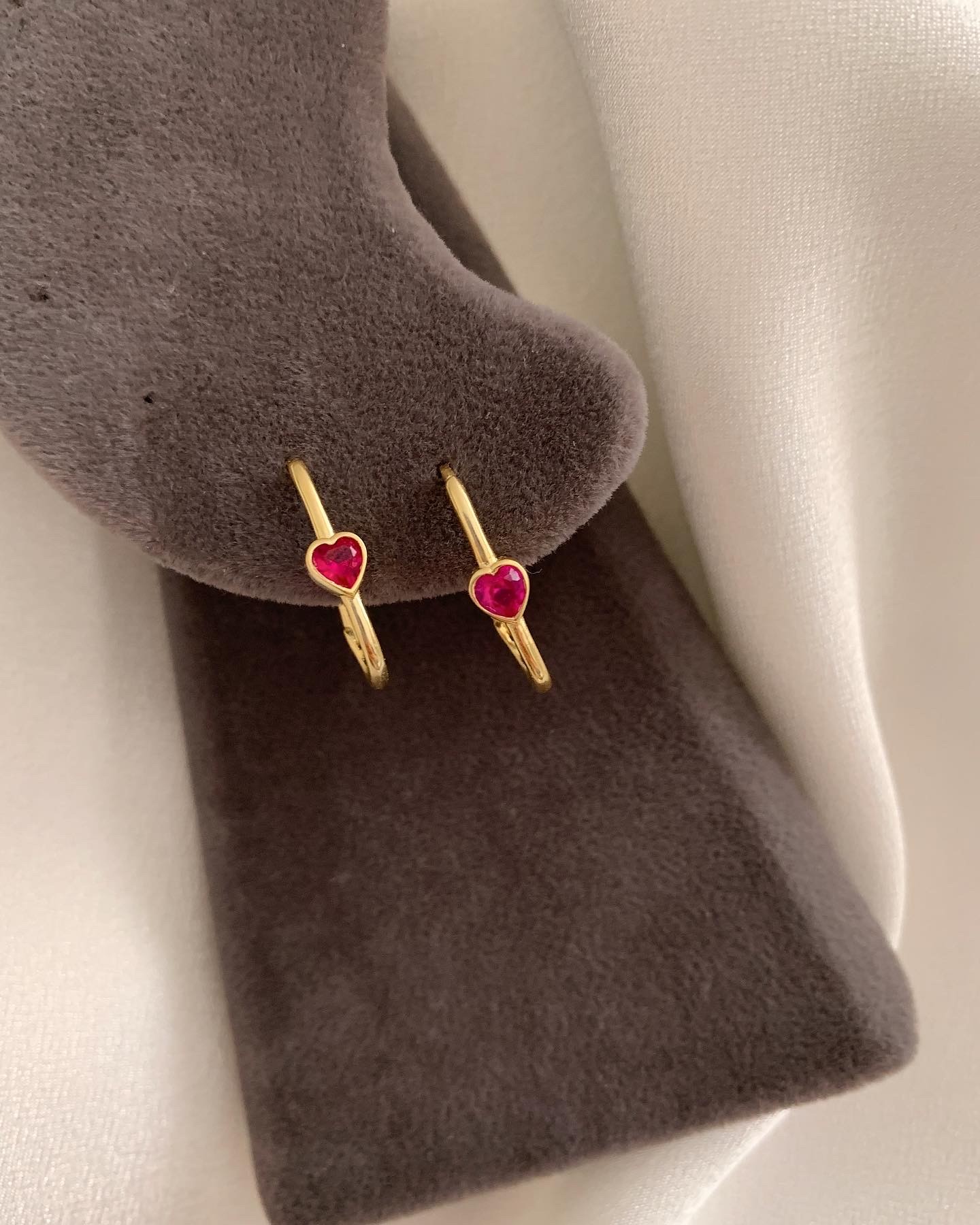 925 Gümüş | Pembe Kalpli Küpe