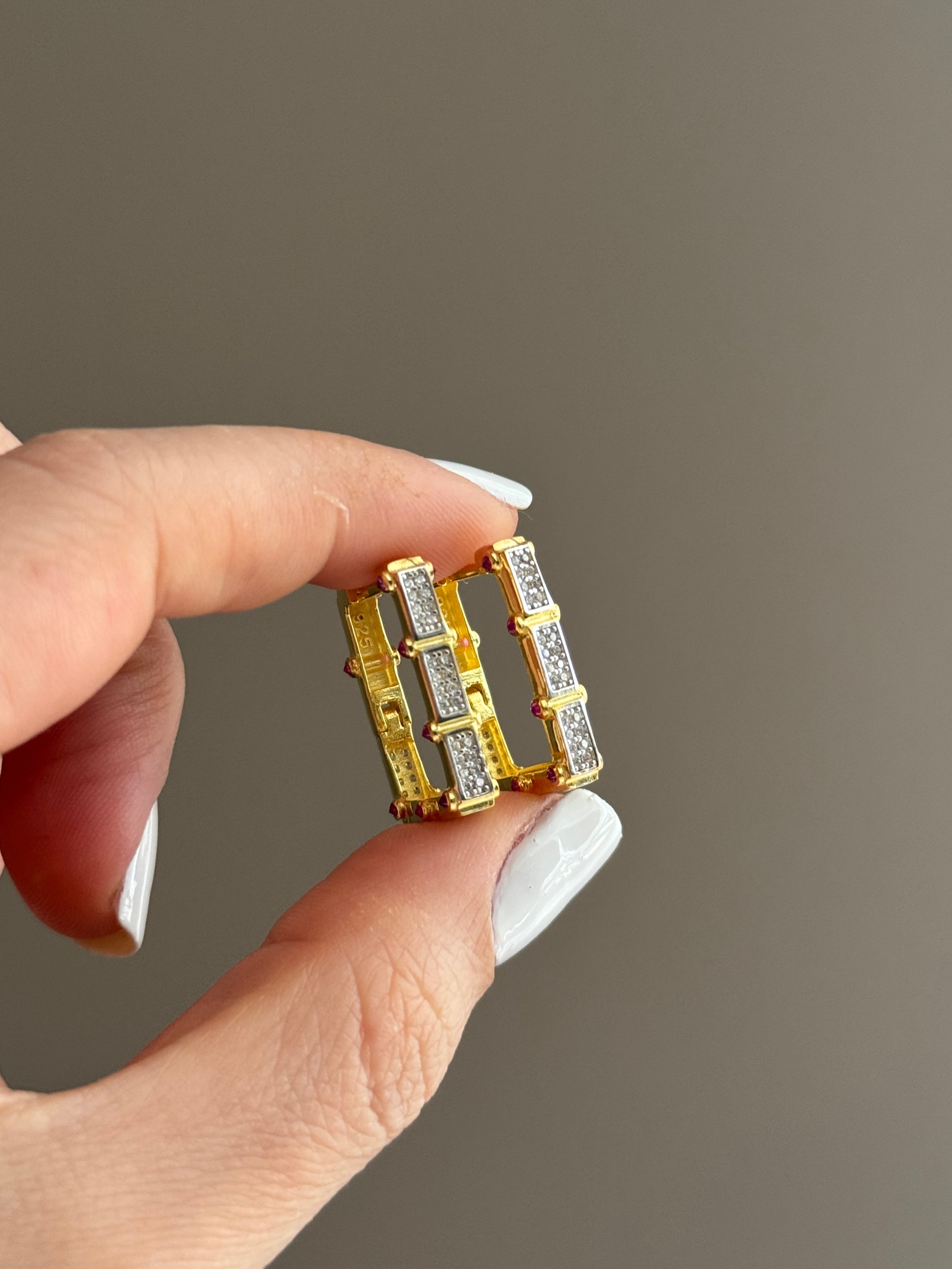 925 Gümüş | Tasarım Diamond Kesim Köşeli Küpe ( Serenay Küpesi )